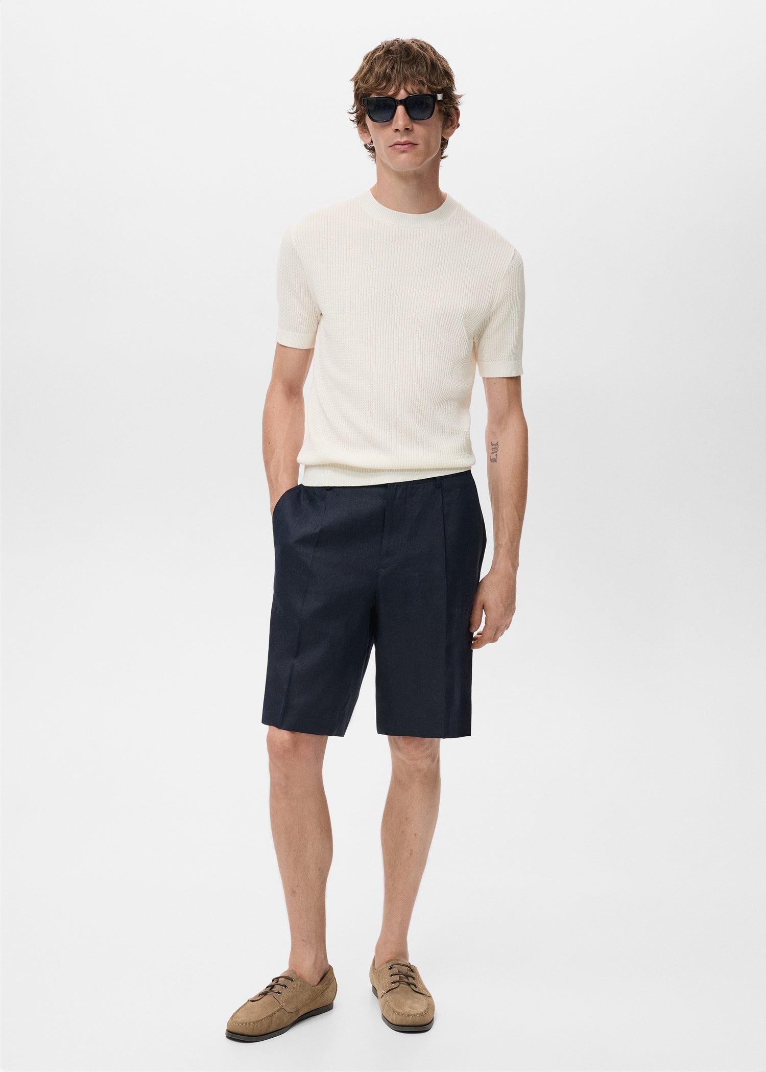 Mango t-shirt flewh in Off White - 99999999_01