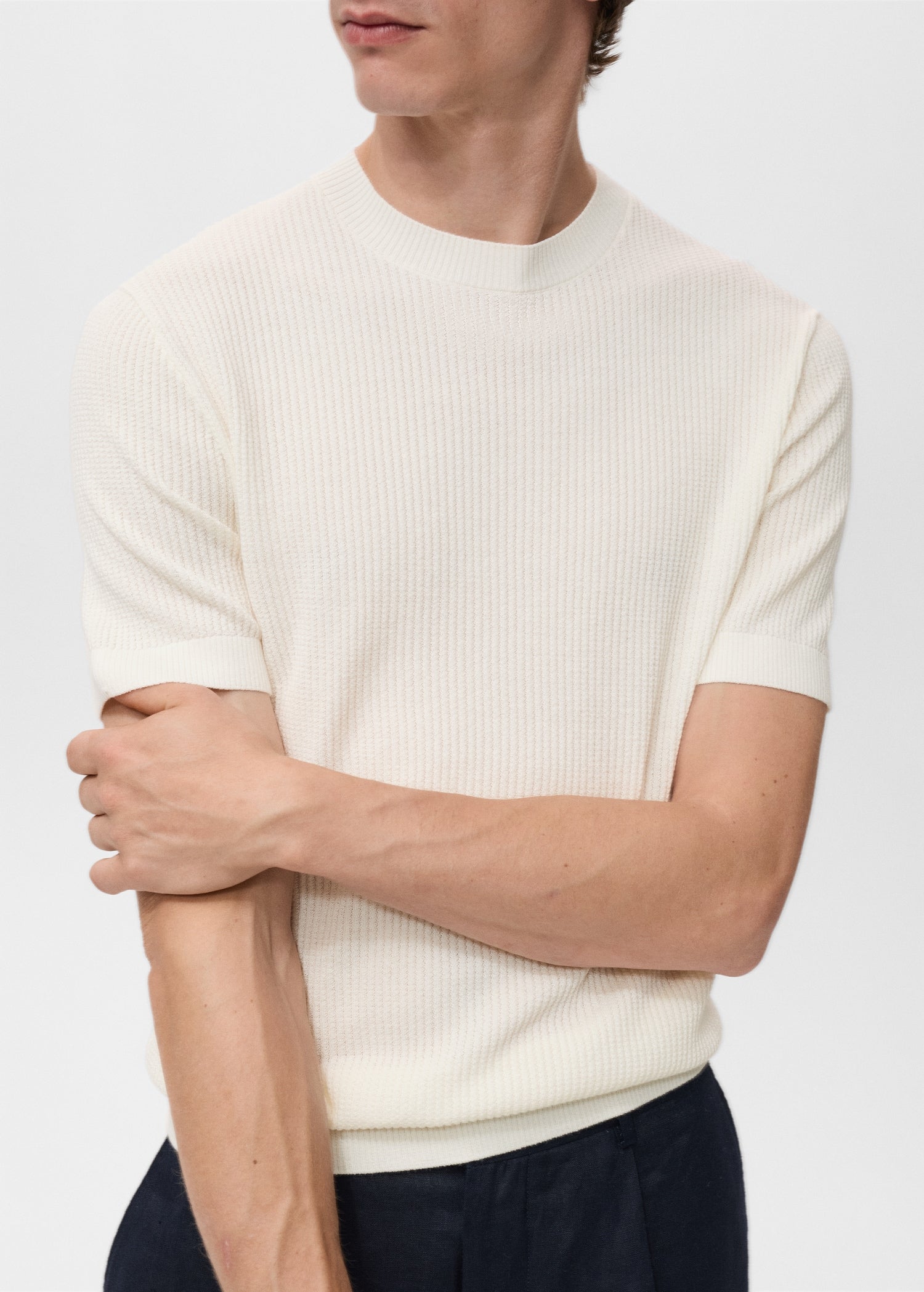 Mango t-shirt flewh in Off White - D6