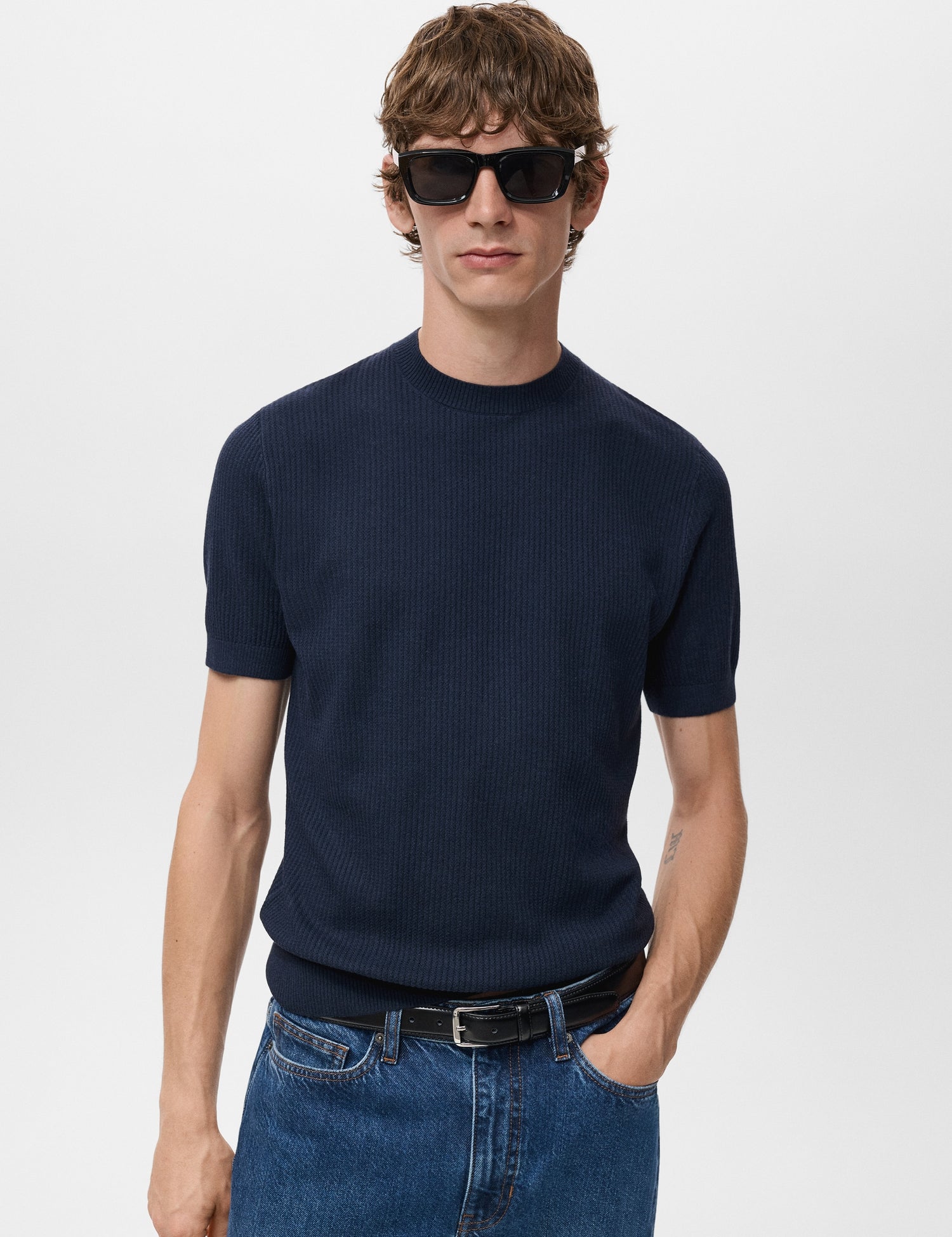 Mango t-shirt flewh in Navy