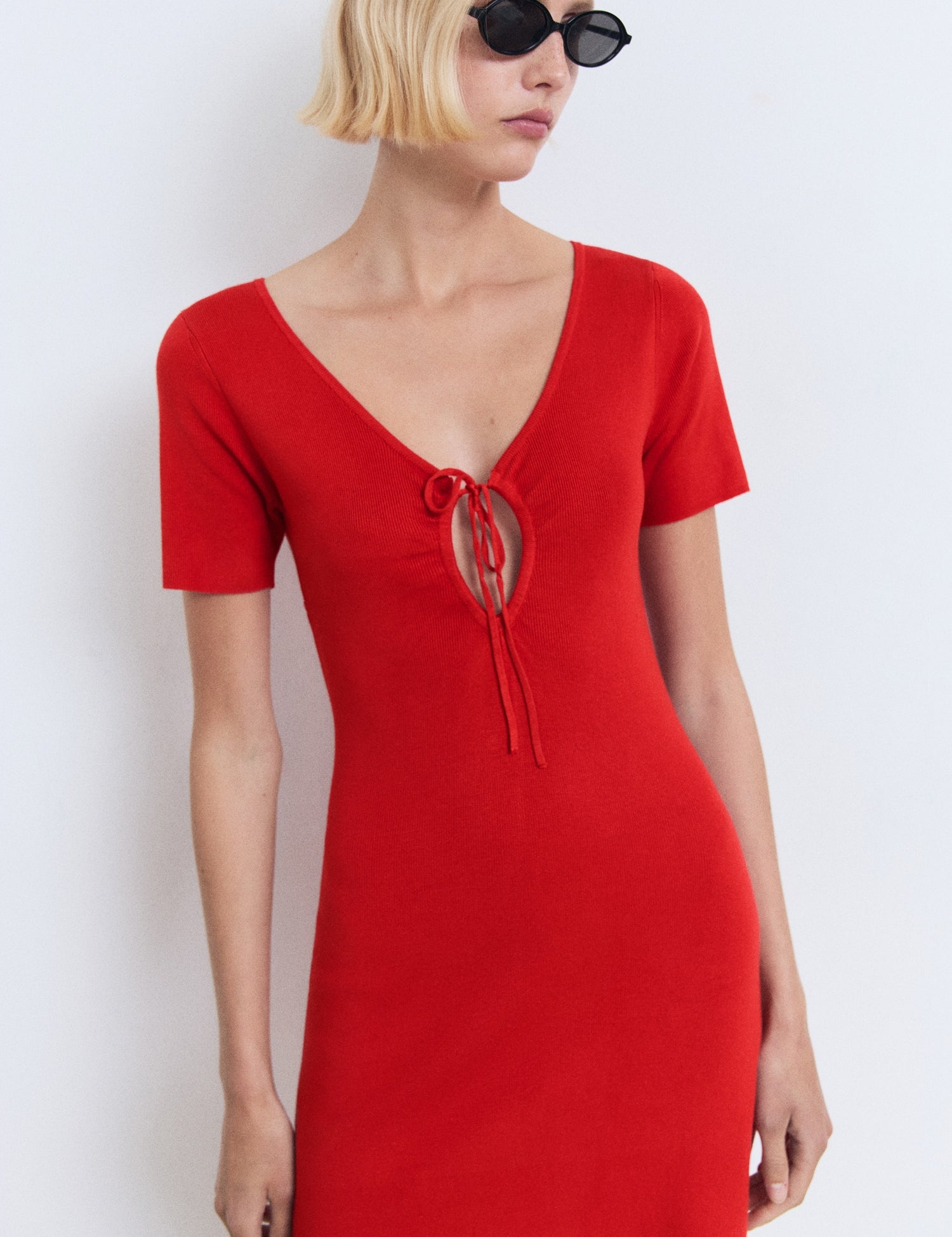 Mango dress foradada in Red