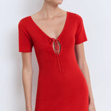 Mango dress foradada in Red