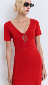 Mango dress foradada in Red