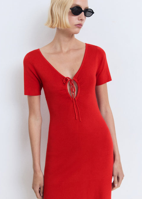 Mango dress foradada in red