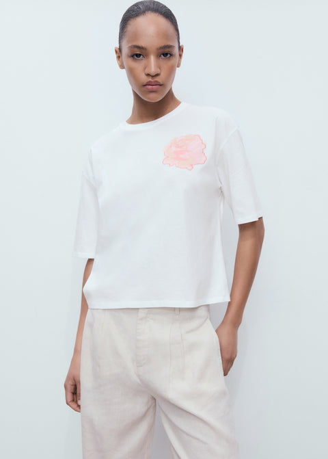 Mango t-shirt rosa in off white