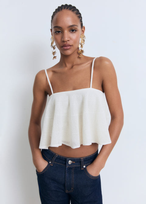 Mango top capipota in white