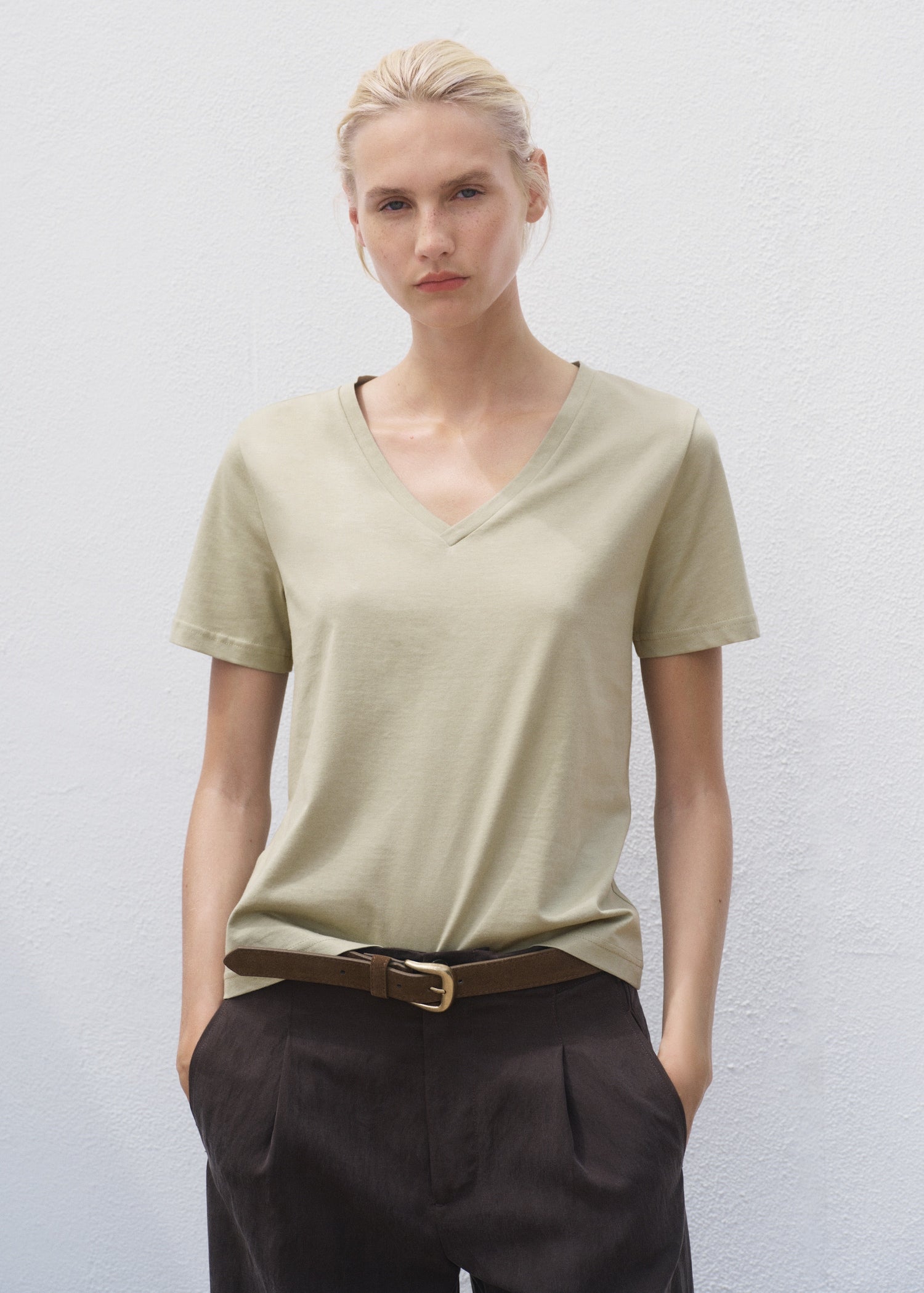 Mango t-shirt chalspic in Khaki