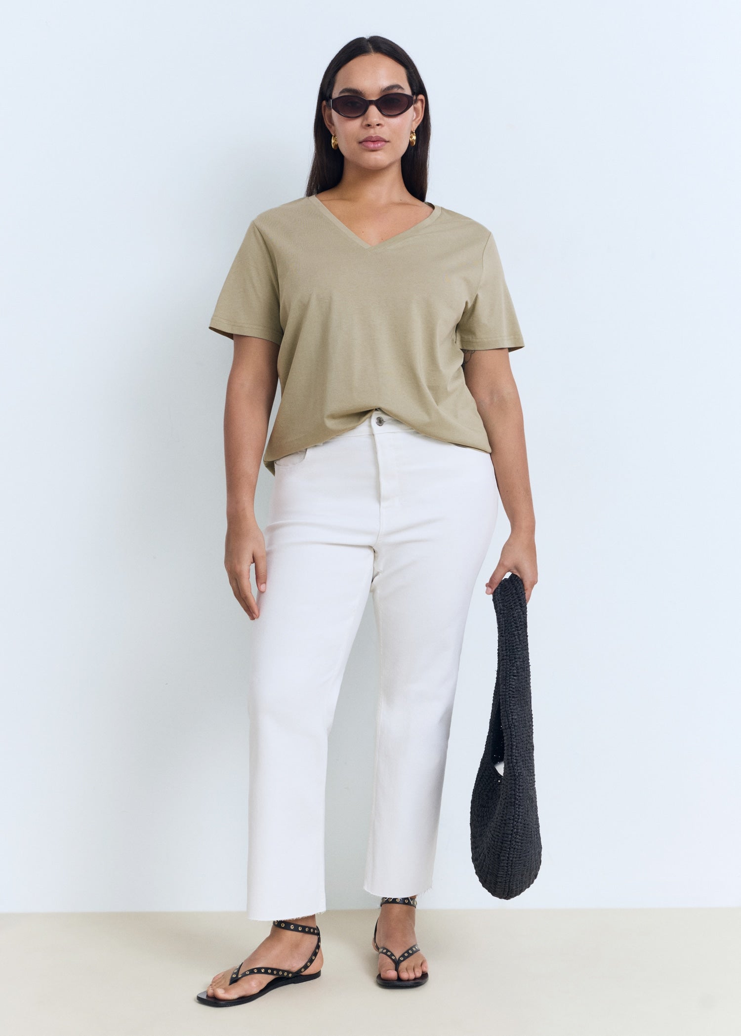 Mango t-shirt chalspic in Khaki - D3