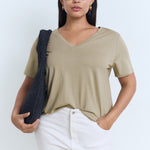 Mango t-shirt chalspic in Khaki - D5