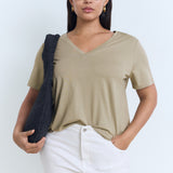 Mango t-shirt chalspic in Khaki - D5