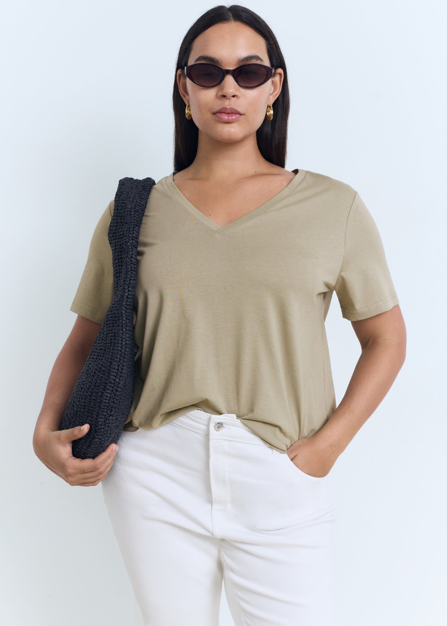 Mango t-shirt chalspic in Khaki - D5