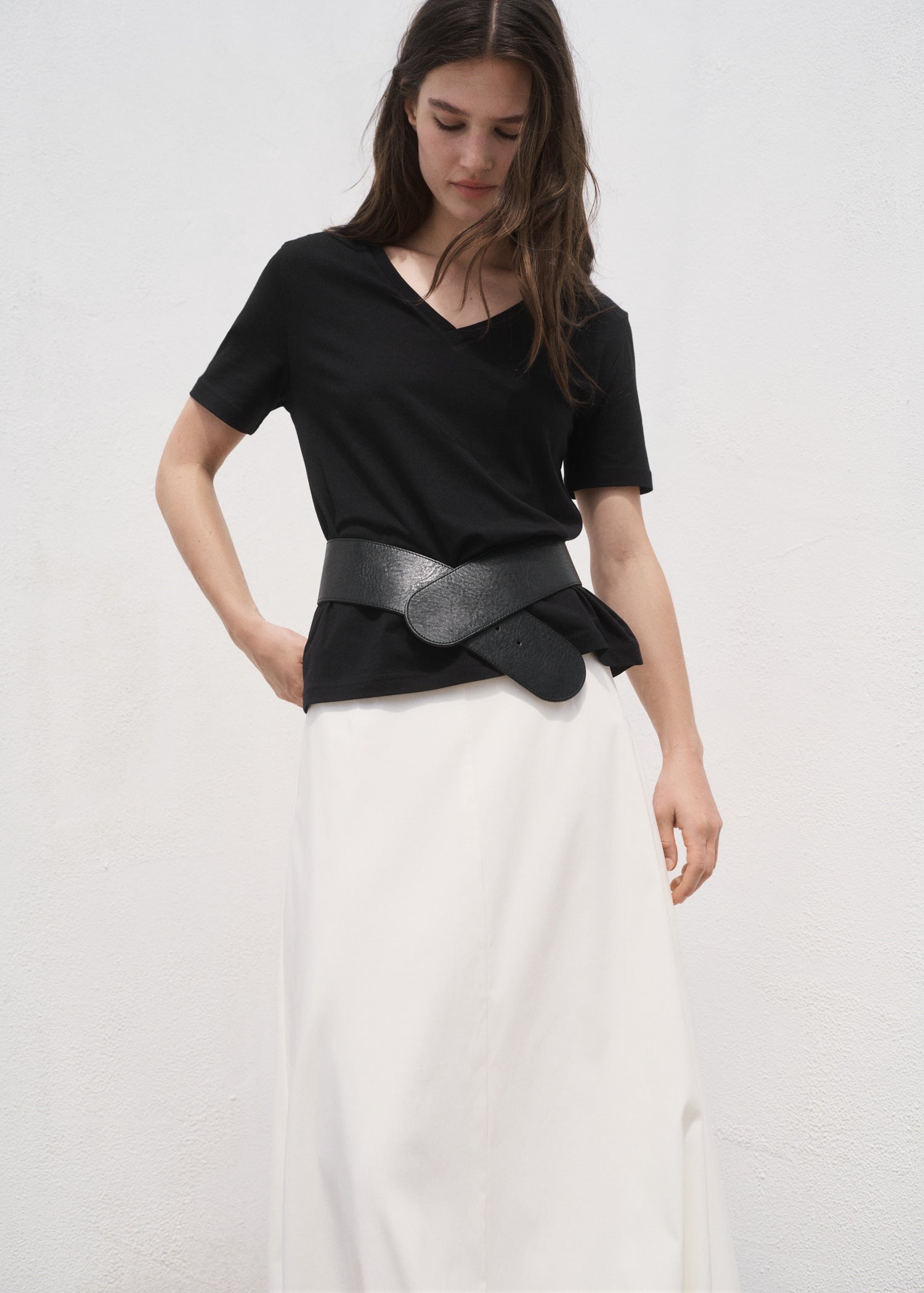 Mango t-shirt chalspic in Black