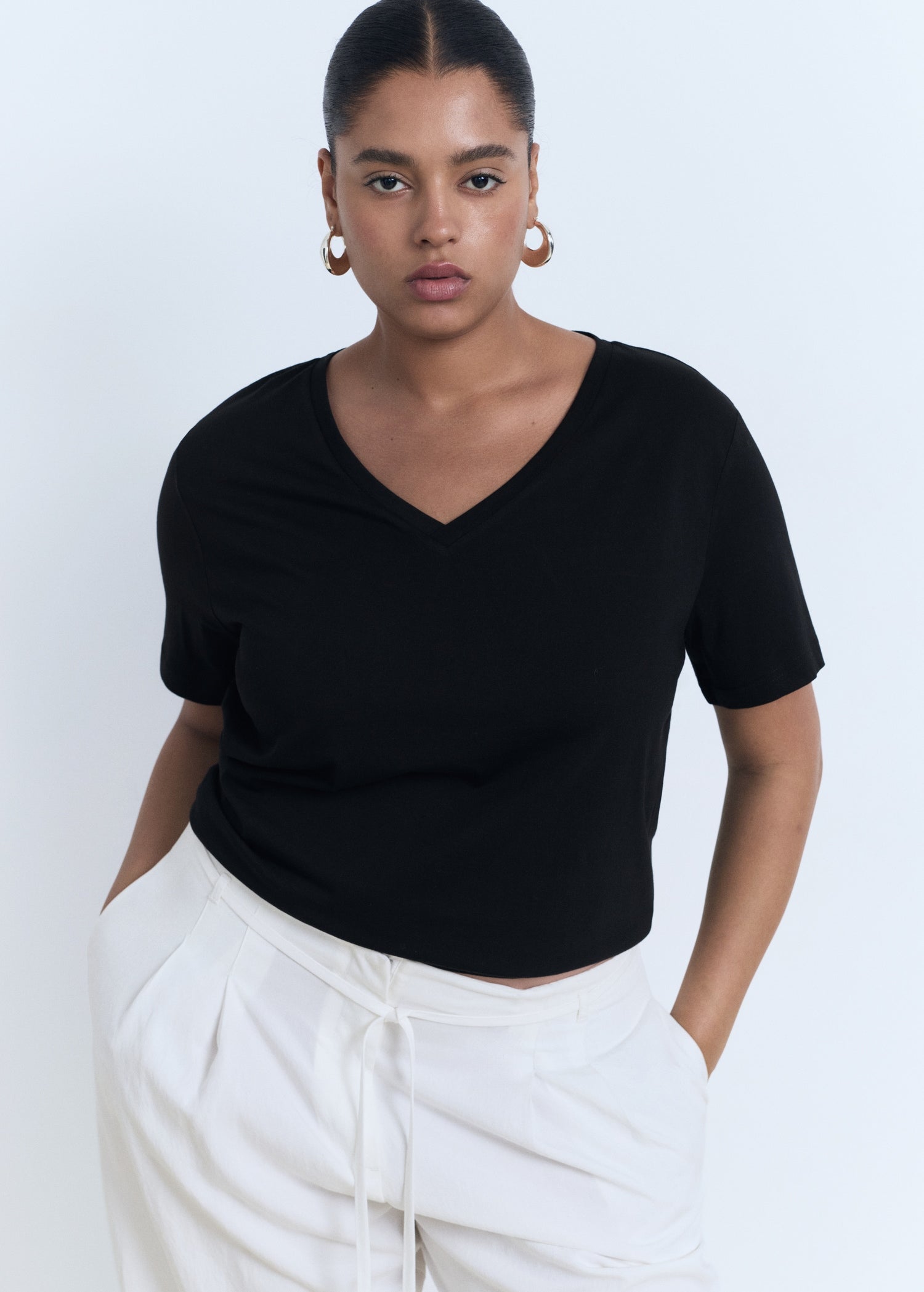 Mango t-shirt chalspic in Black - D5