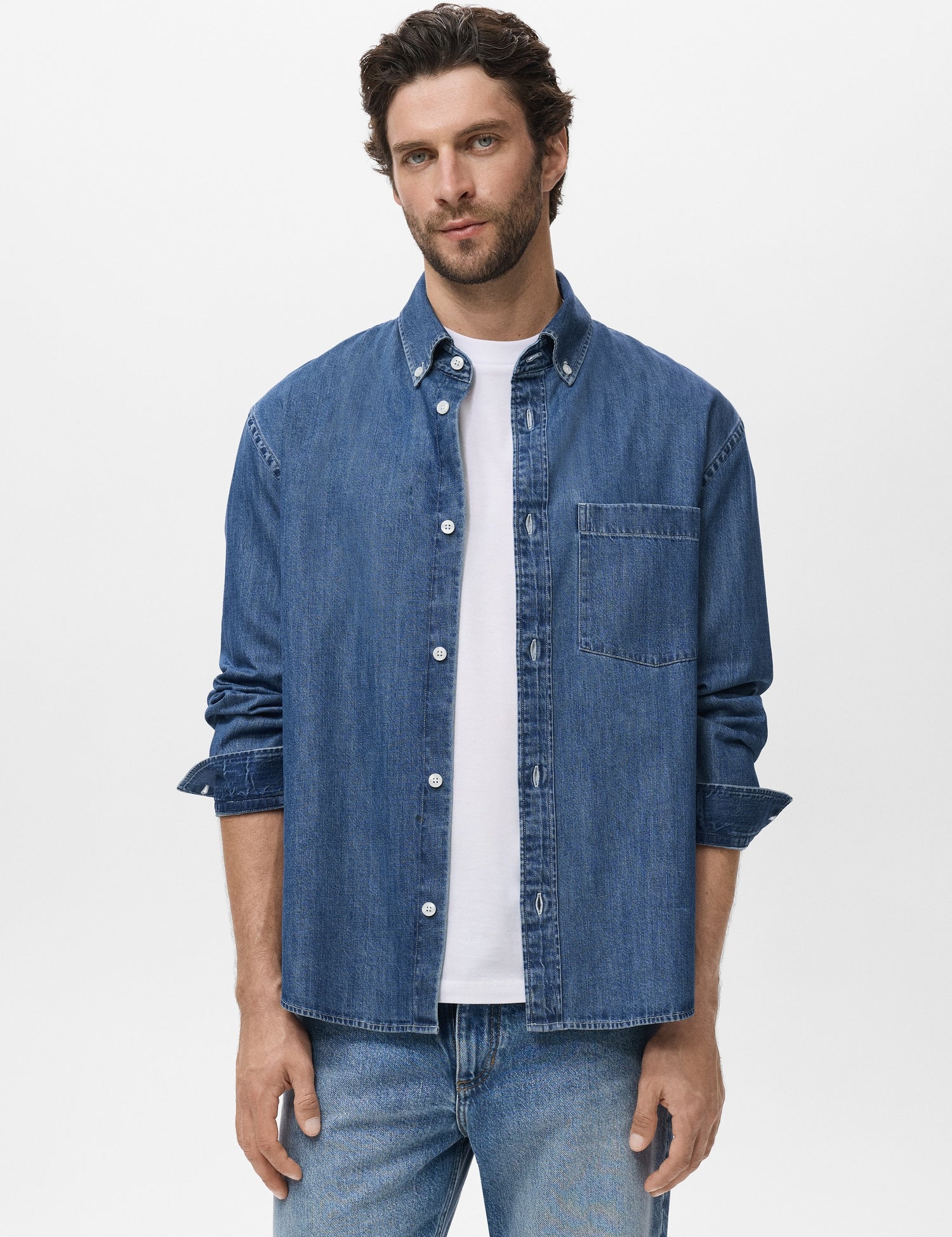 Mango shirt marzio in Medium Denim