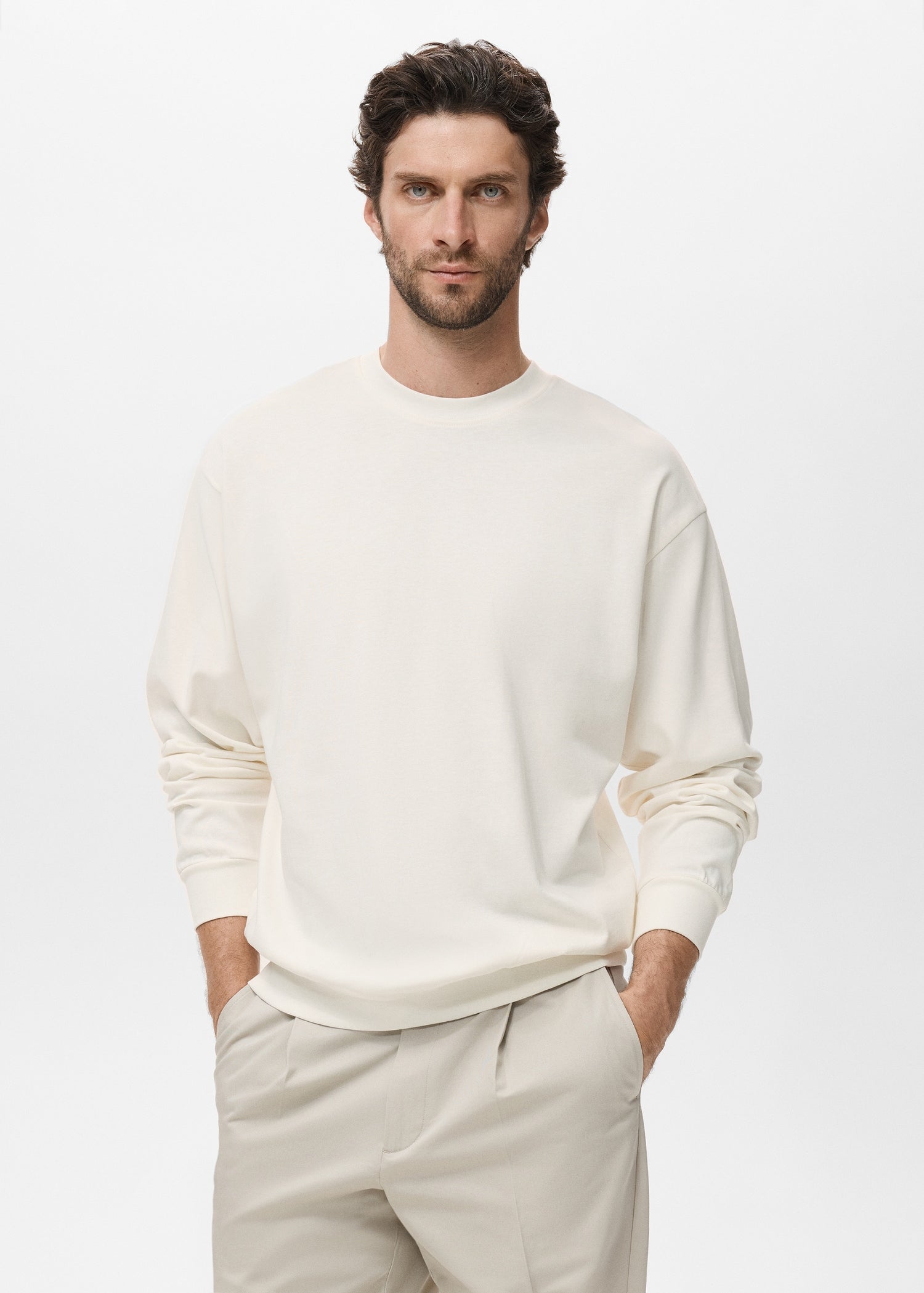 Mango sweatshirt rawsweat in Off White