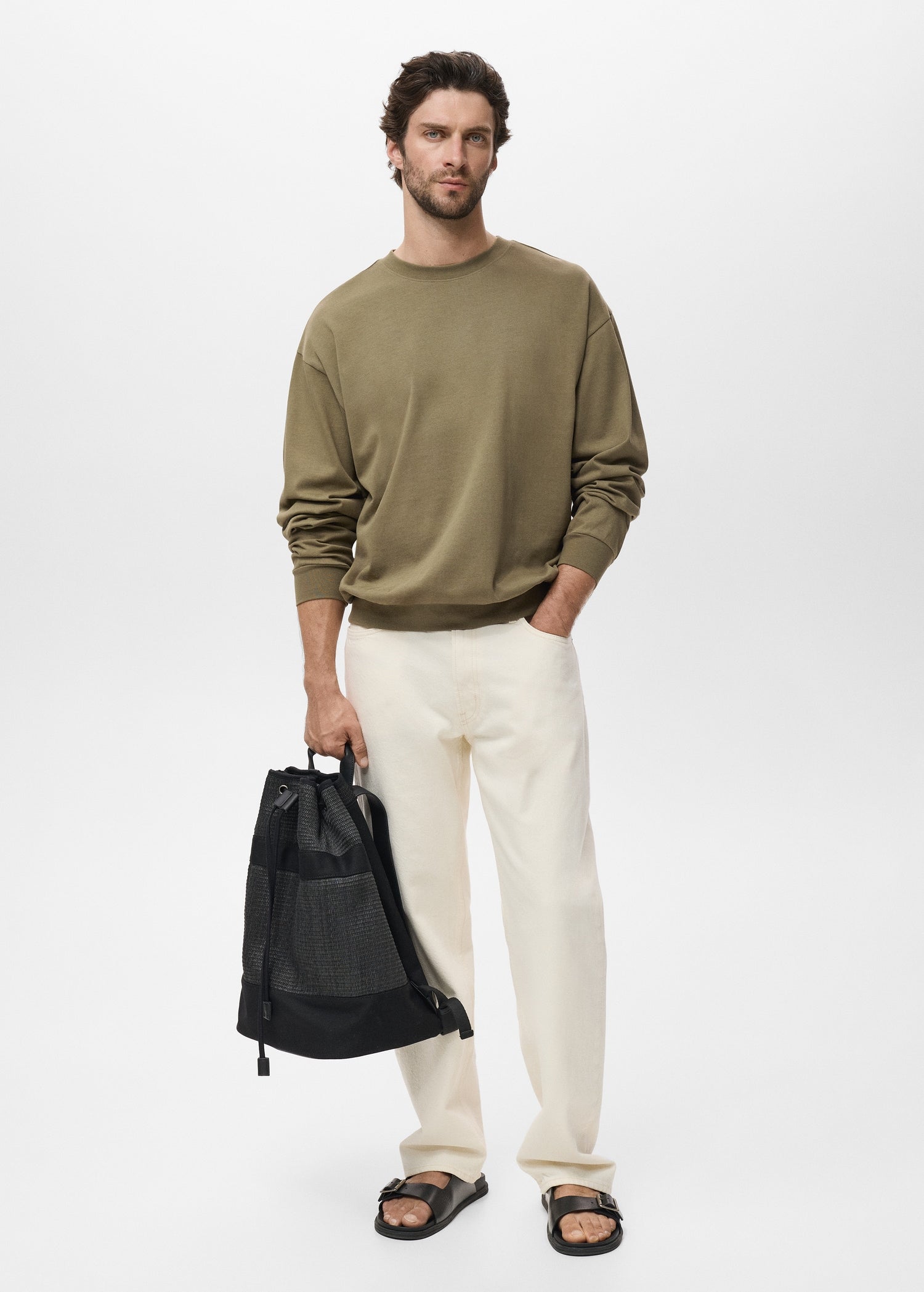 Mango sweatshirt rawsweat in Khaki - 99999999_01