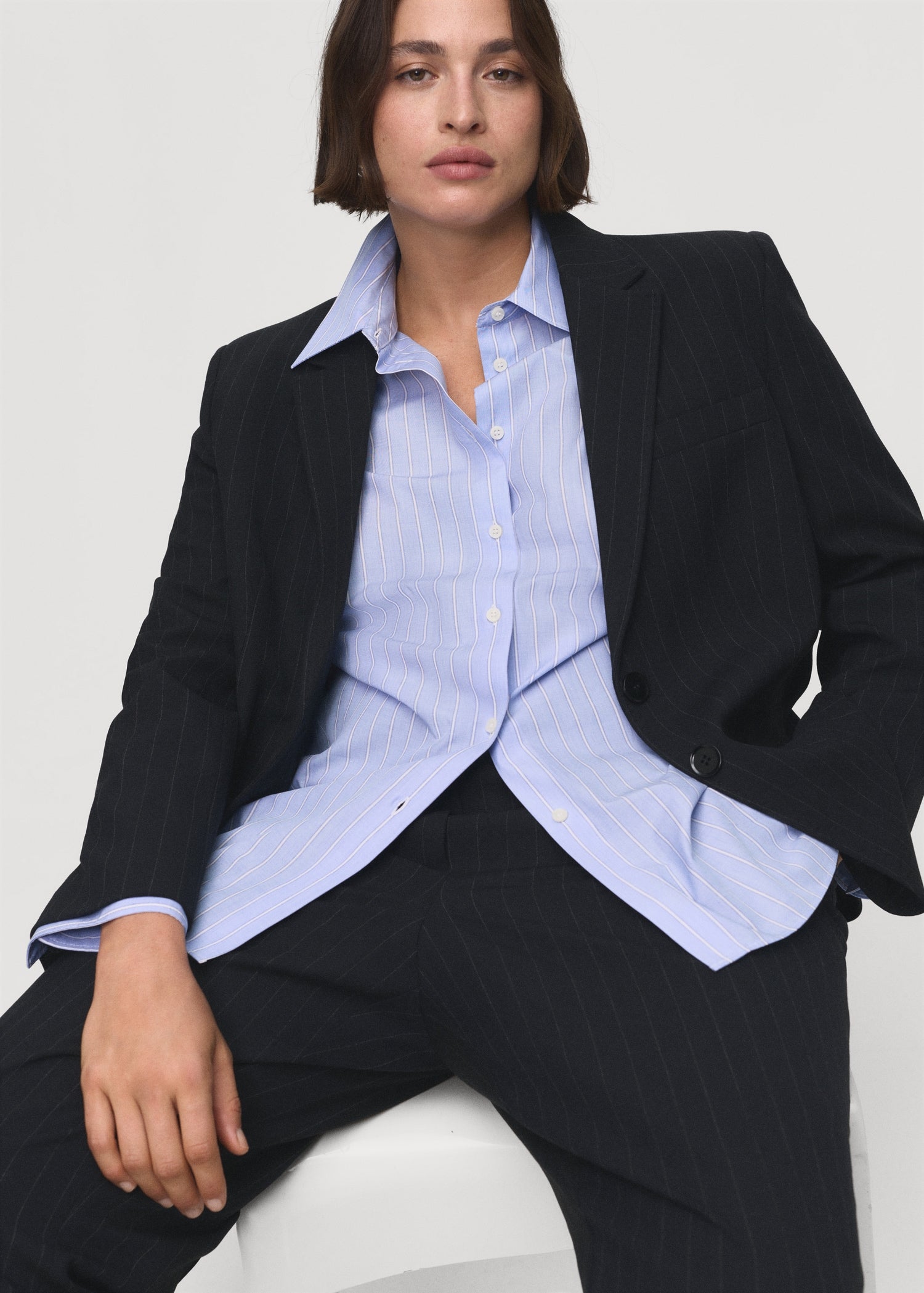 Mango blazer bergen in Navy - D5