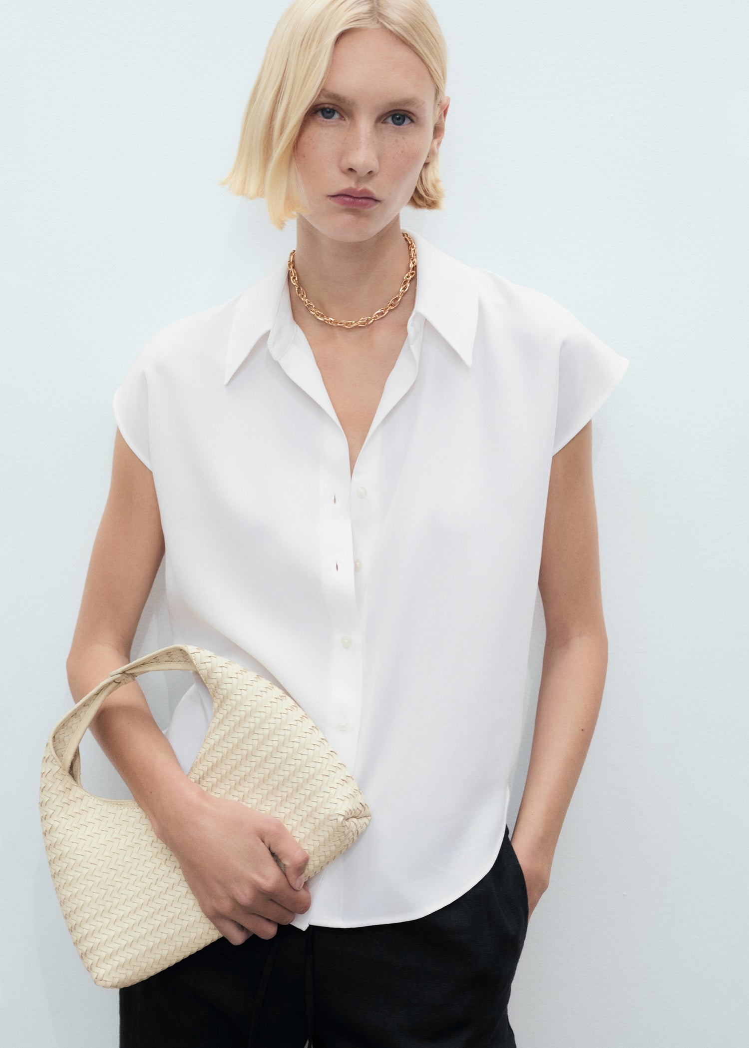 Mango shirt lim in Off White