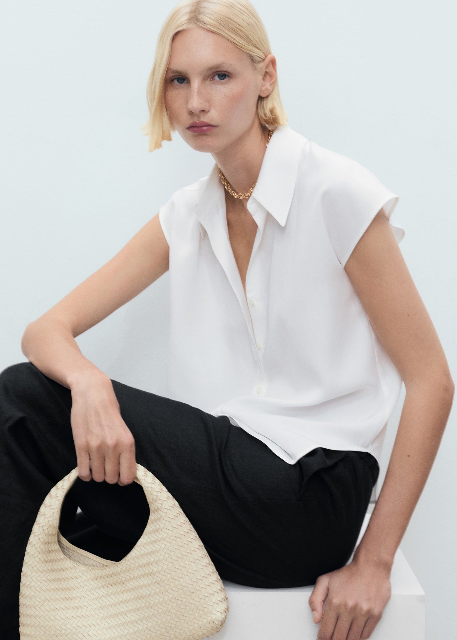 Mango shirt lim in Off White - D2