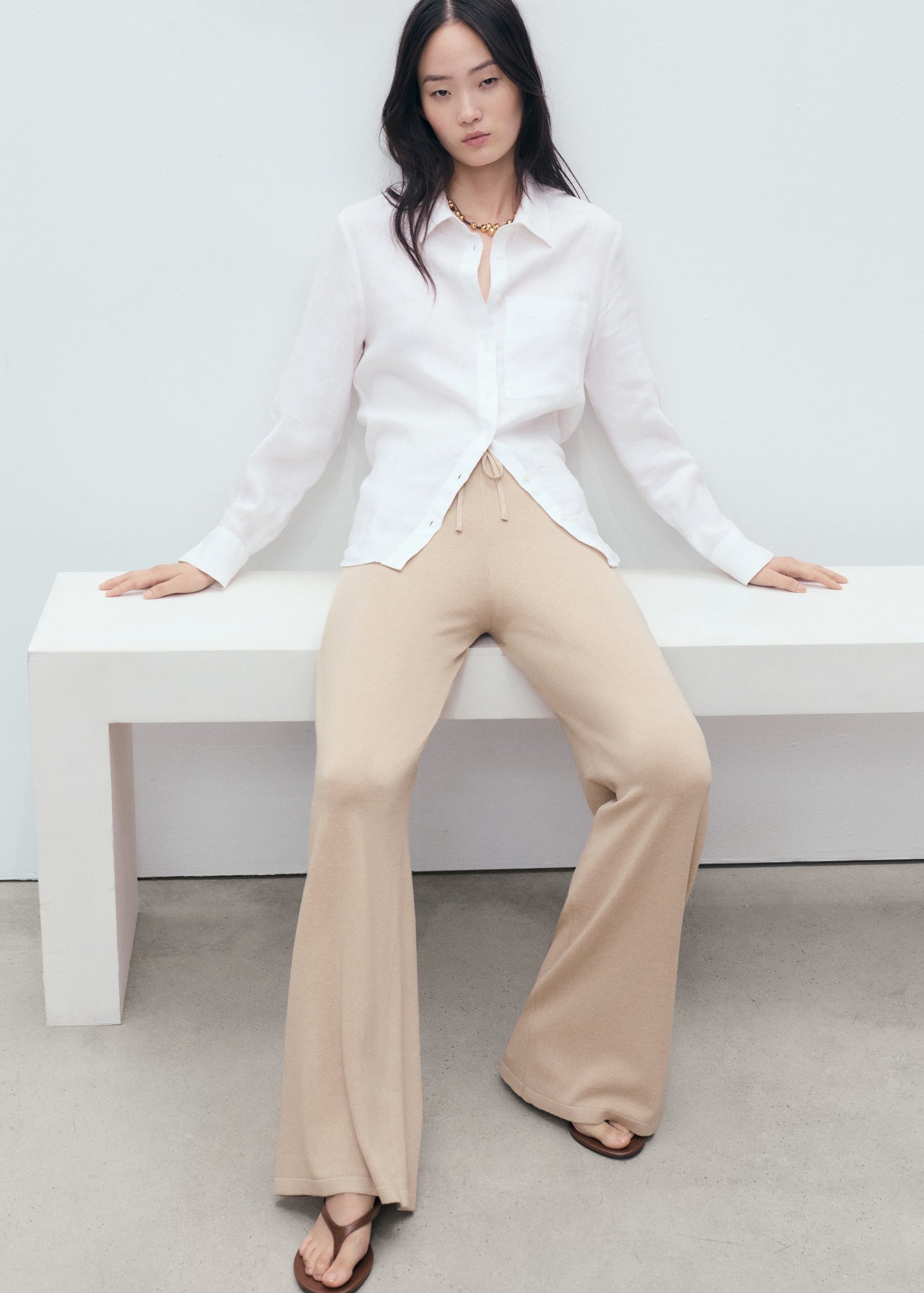 Mango trousers vella in Stone - D2