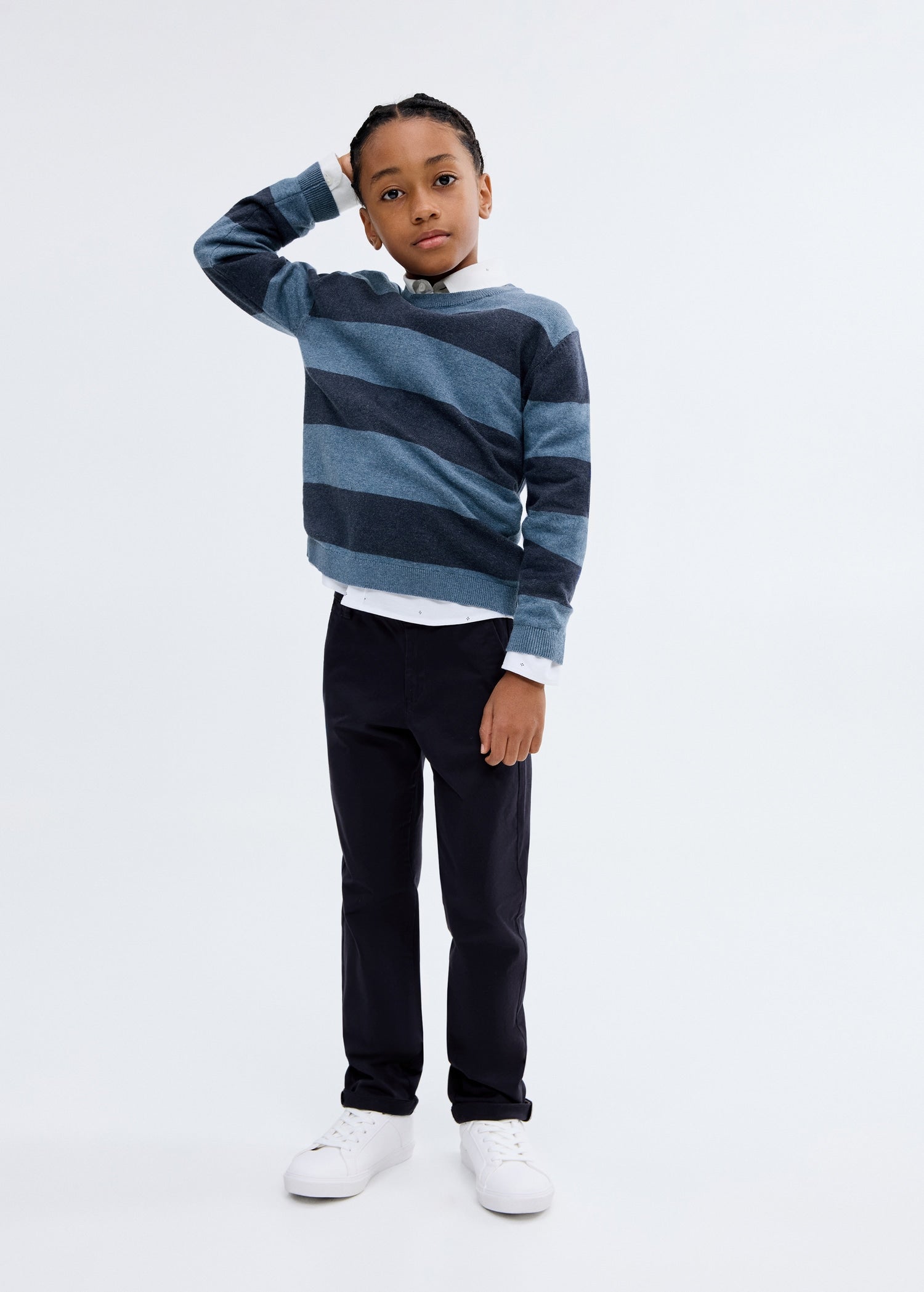 Mango trousers piccolo in Navy - 99999999_01