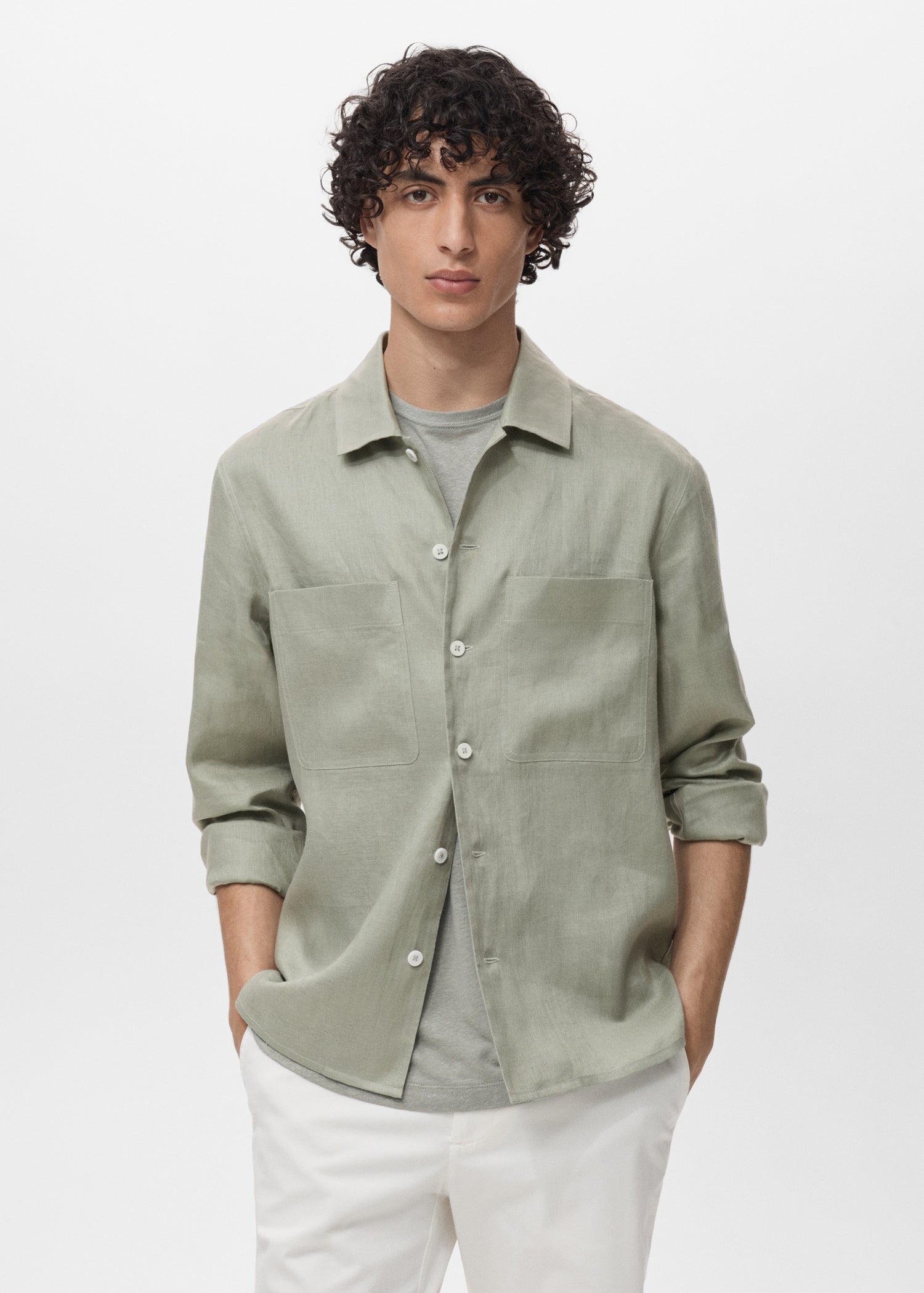 Mango overshirt pantin in Mint