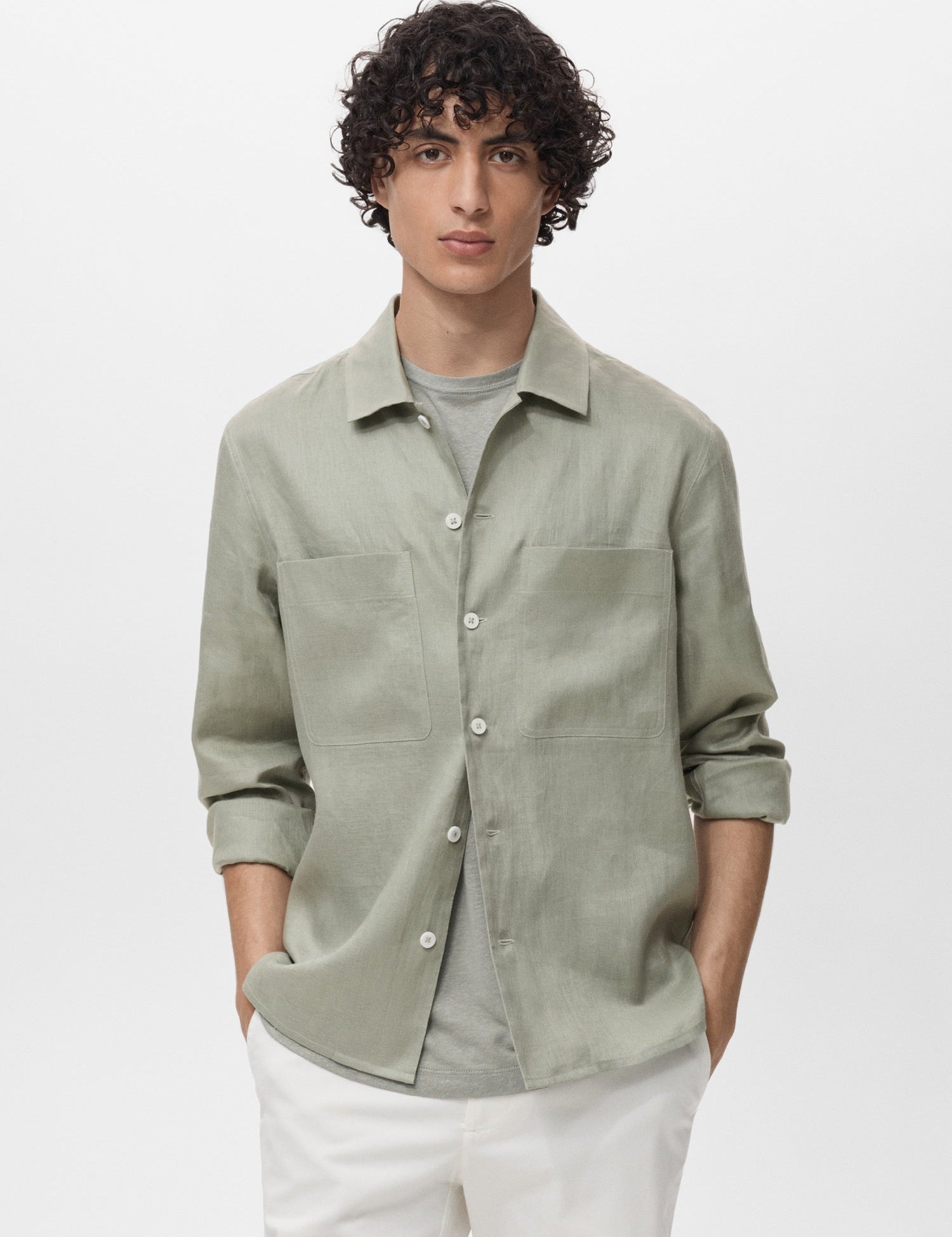 Mango overshirt pantin in Mint