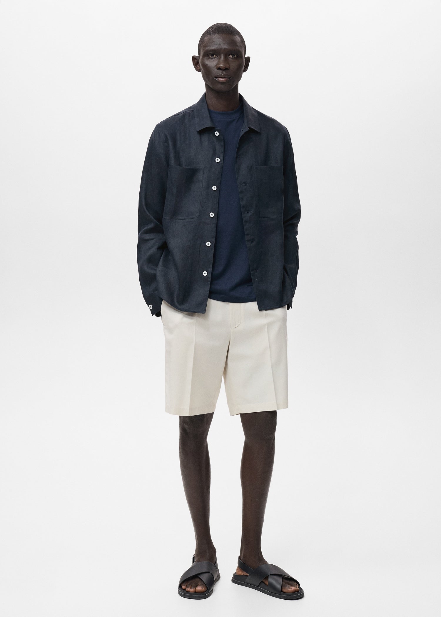 Mango overshirt pantin in Navy - 99999999_01