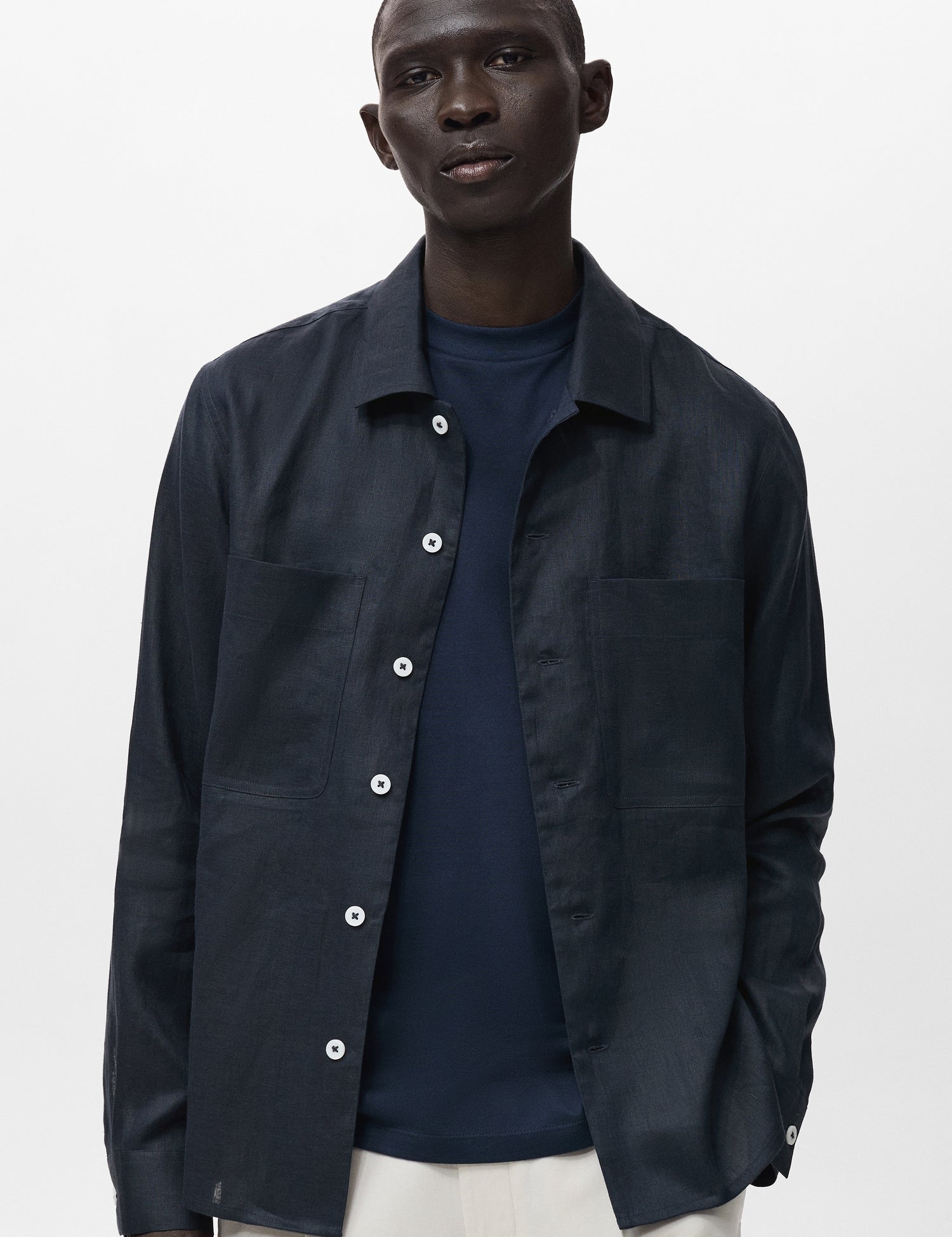 Mango overshirt pantin in Navy