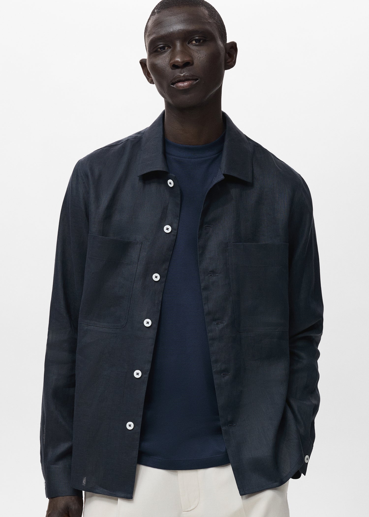 Mango overshirt pantin in Navy