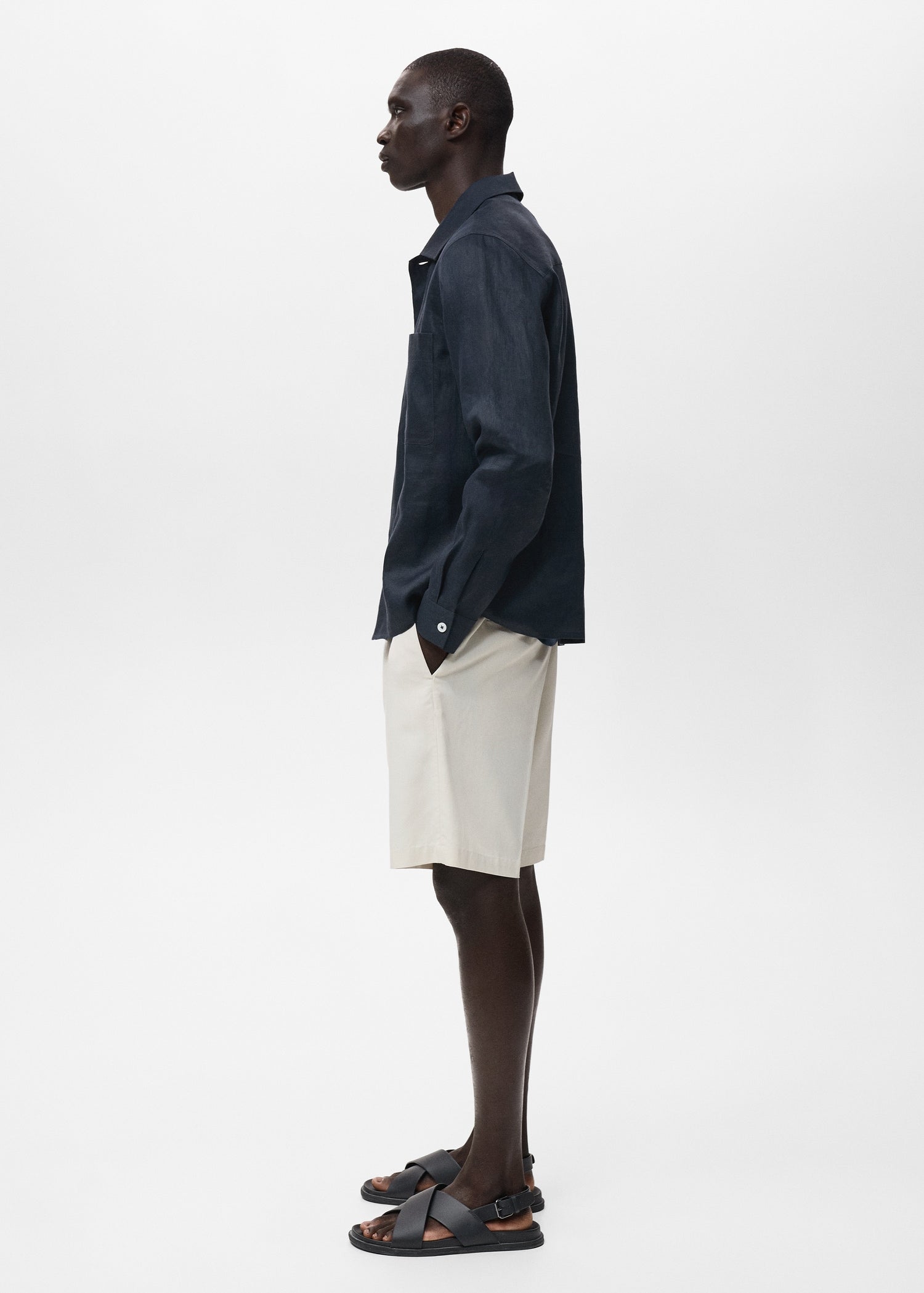 Mango overshirt pantin in Navy - D2