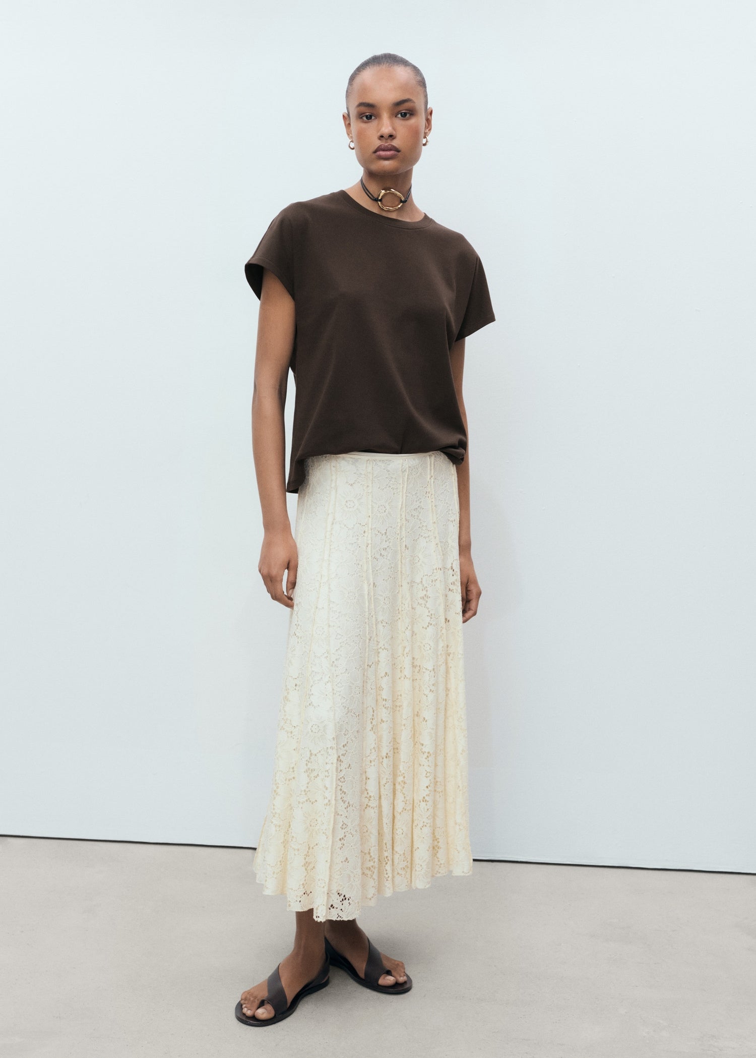 Mango t-shirt sevilla in Brown - 99999999_01