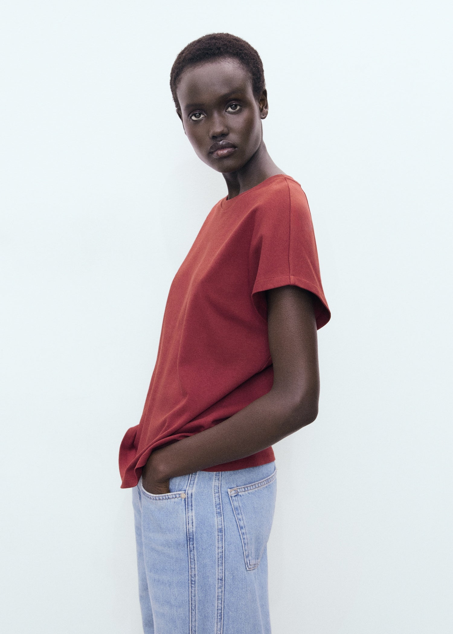 Mango t-shirt sevilla in Burgundy