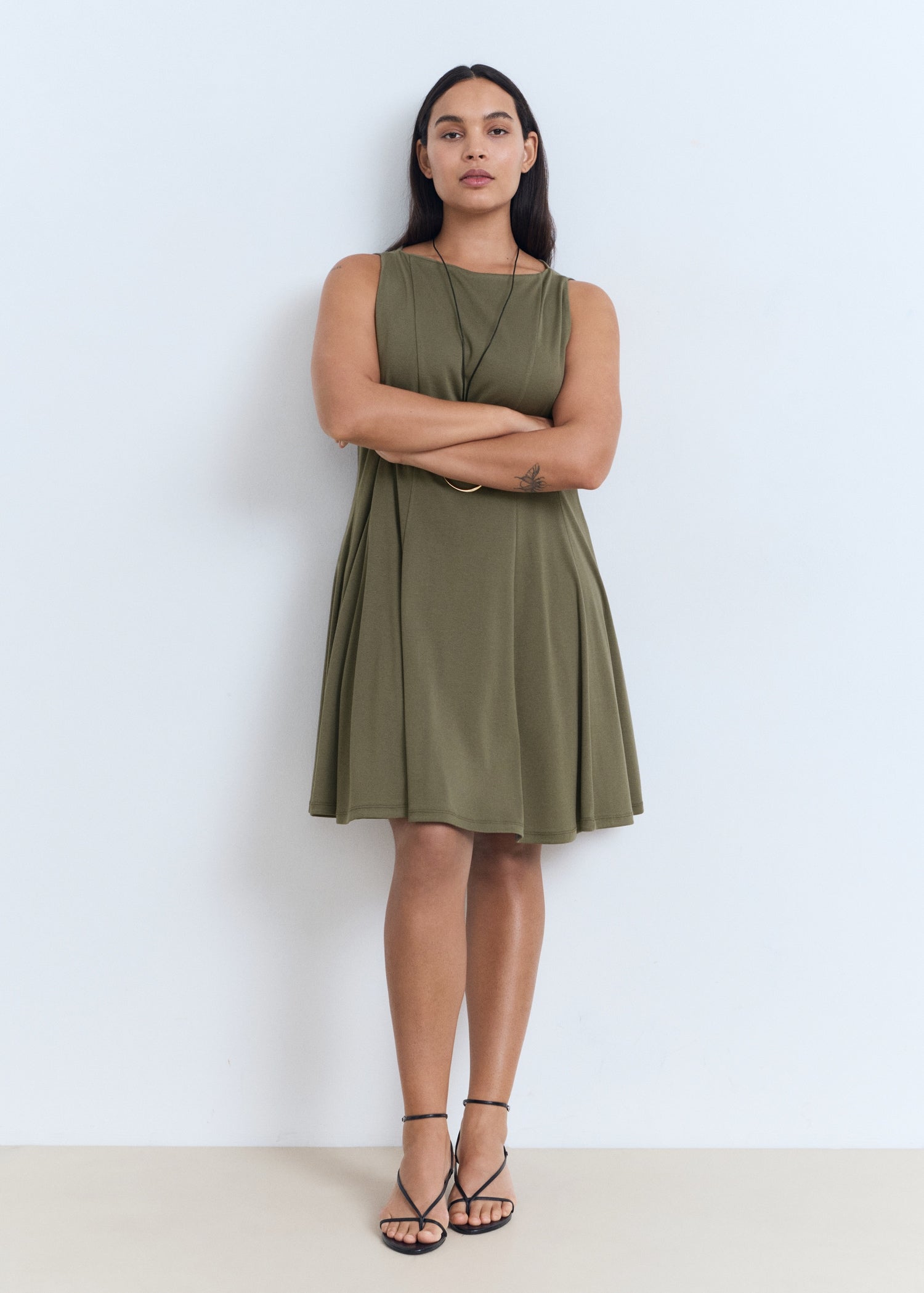 Mango dress sicily in Khaki - D3