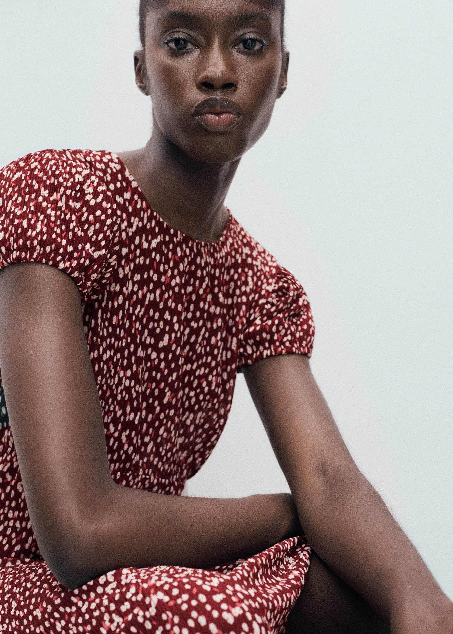 Mango dress pomelo in Burgundy - D1