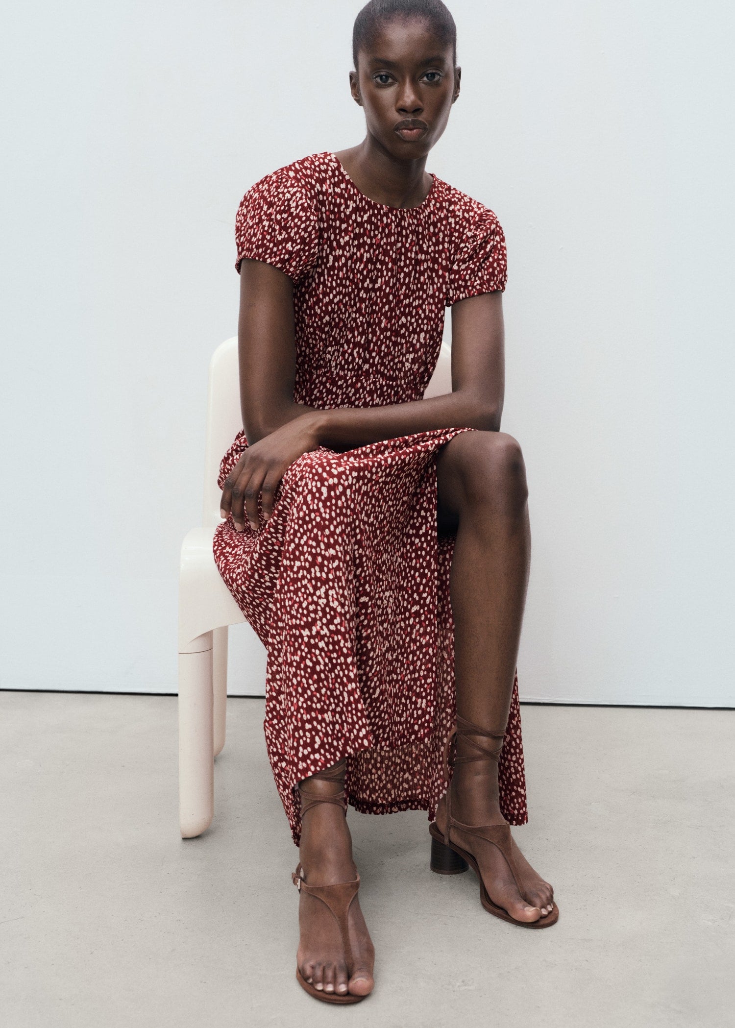 Mango dress pomelo in Burgundy - D6