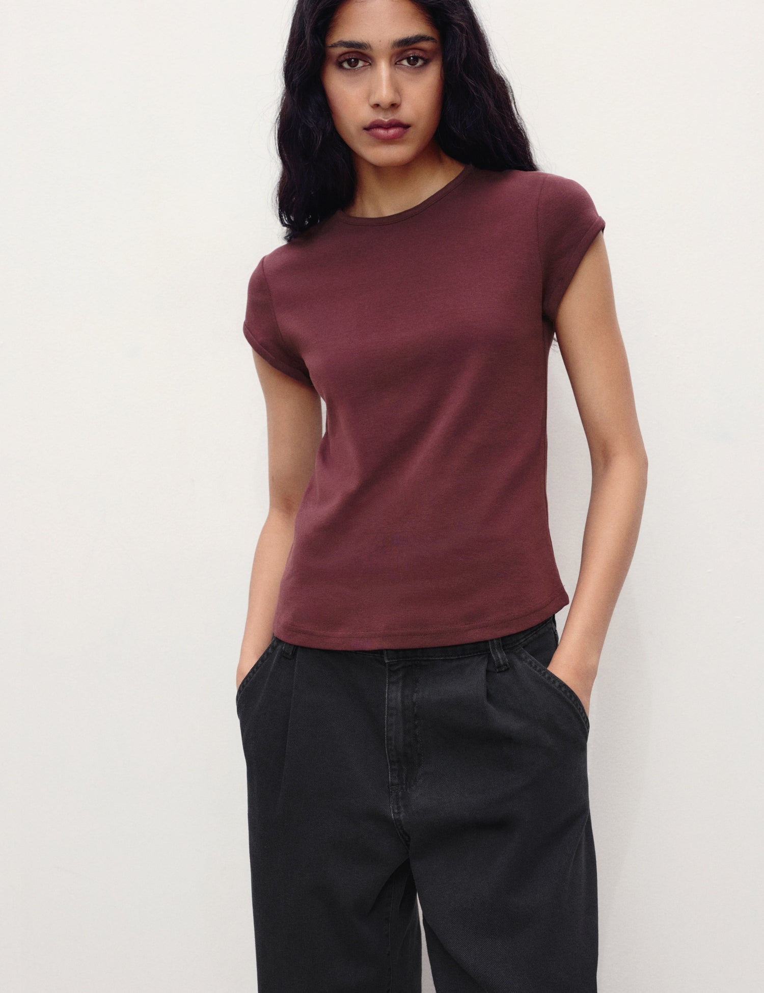 Mango t-shirt jani in Burgundy