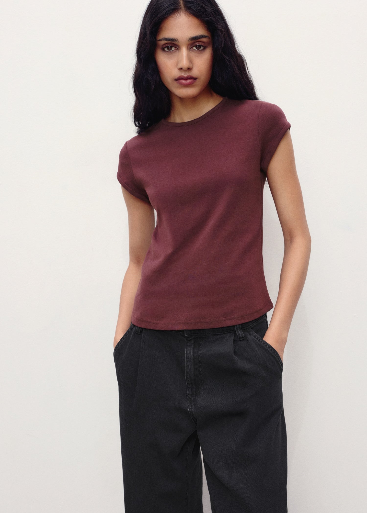 Mango t-shirt jani in Burgundy