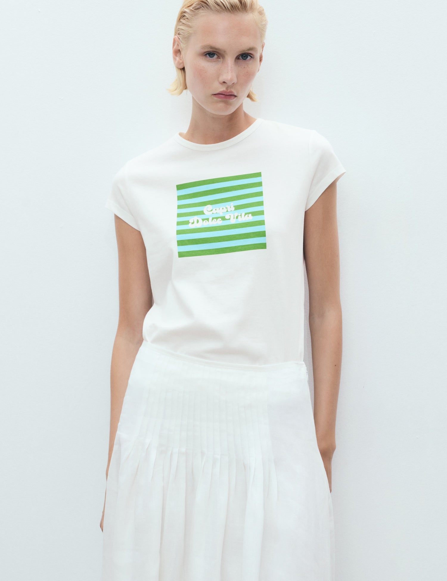Mango t-shirt illustra in Pastel Green