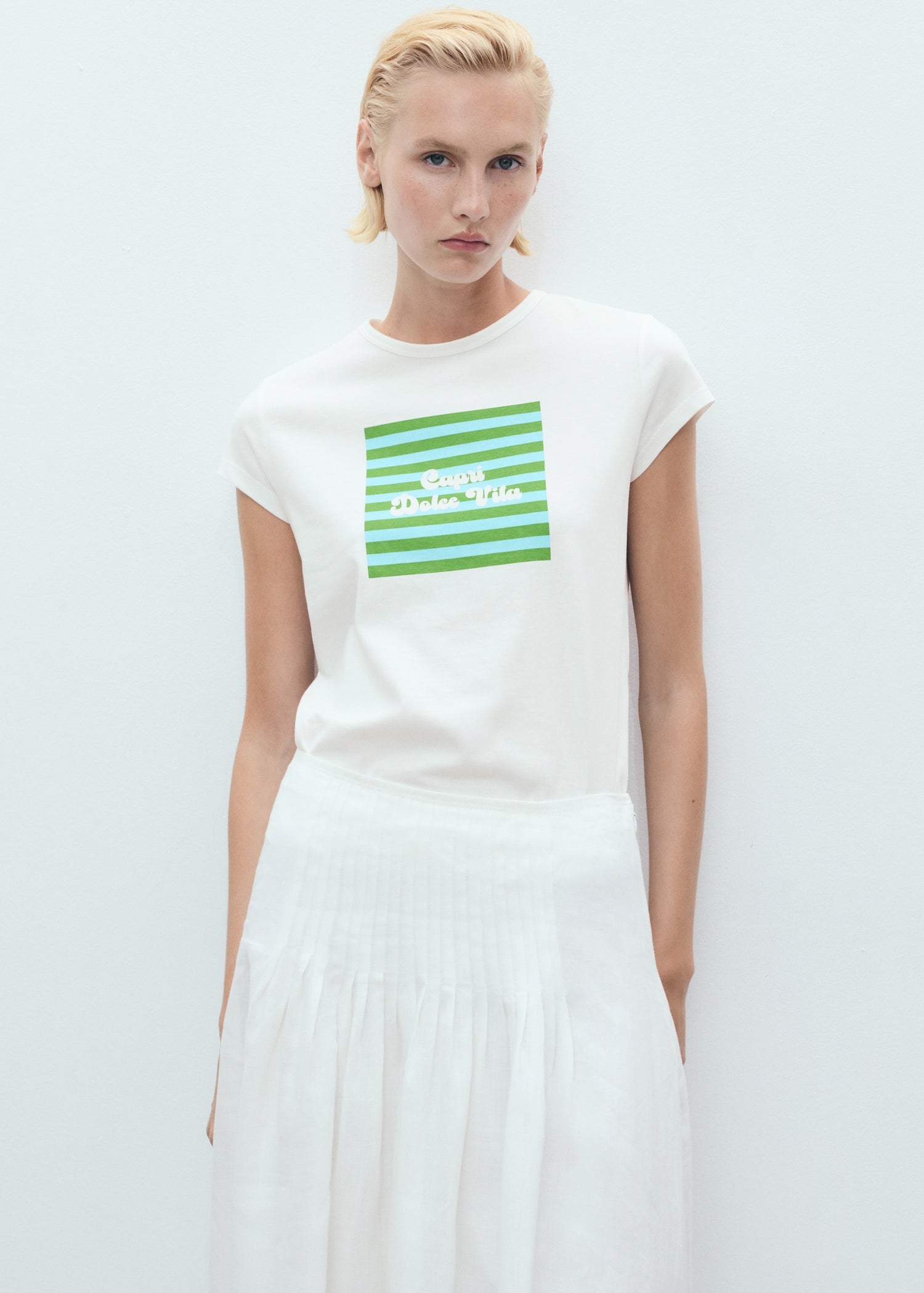 Mango t-shirt illustra in Pastel Green