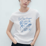 Mango t-shirt illustra in Blue