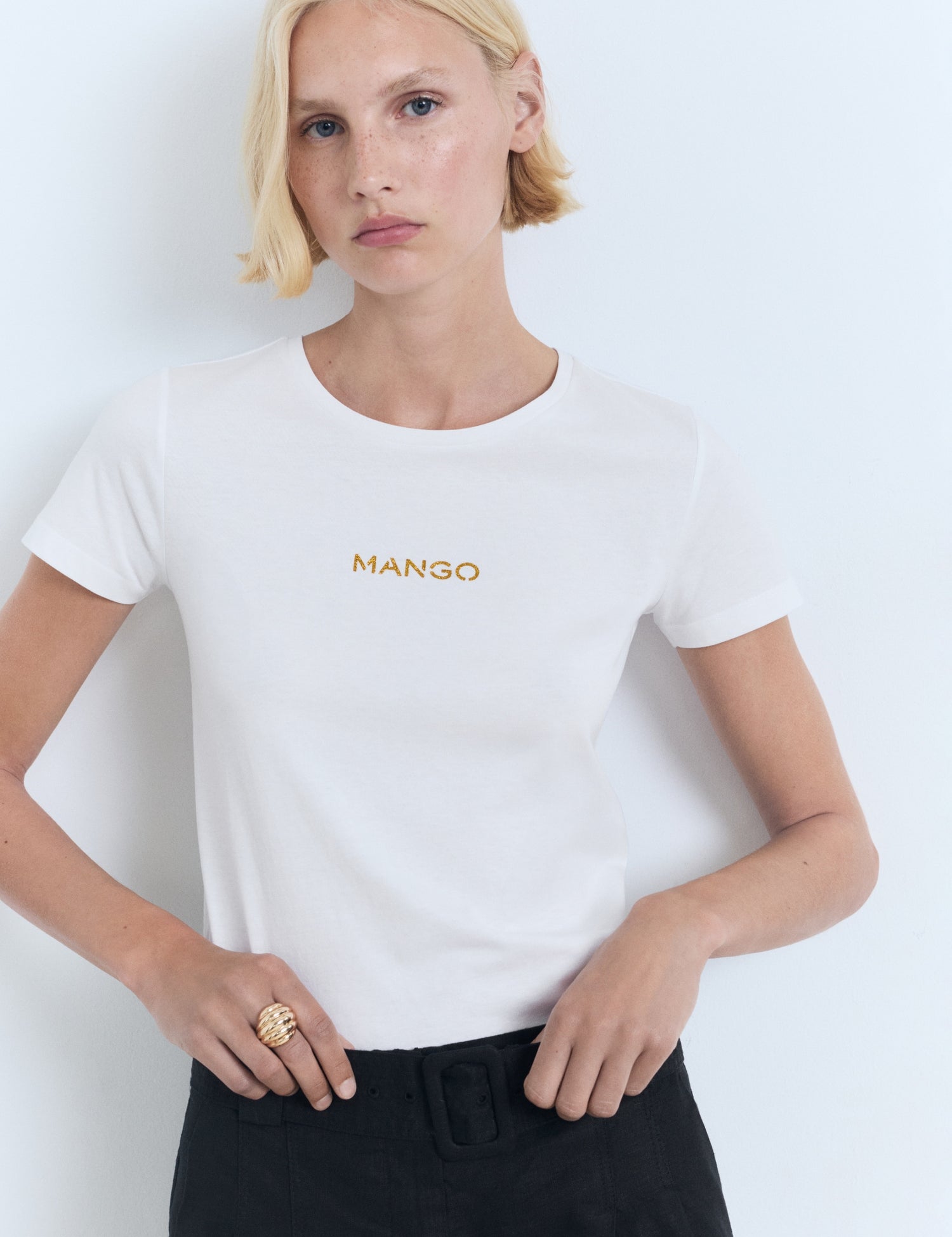 Mango t-shirt mangolog in White