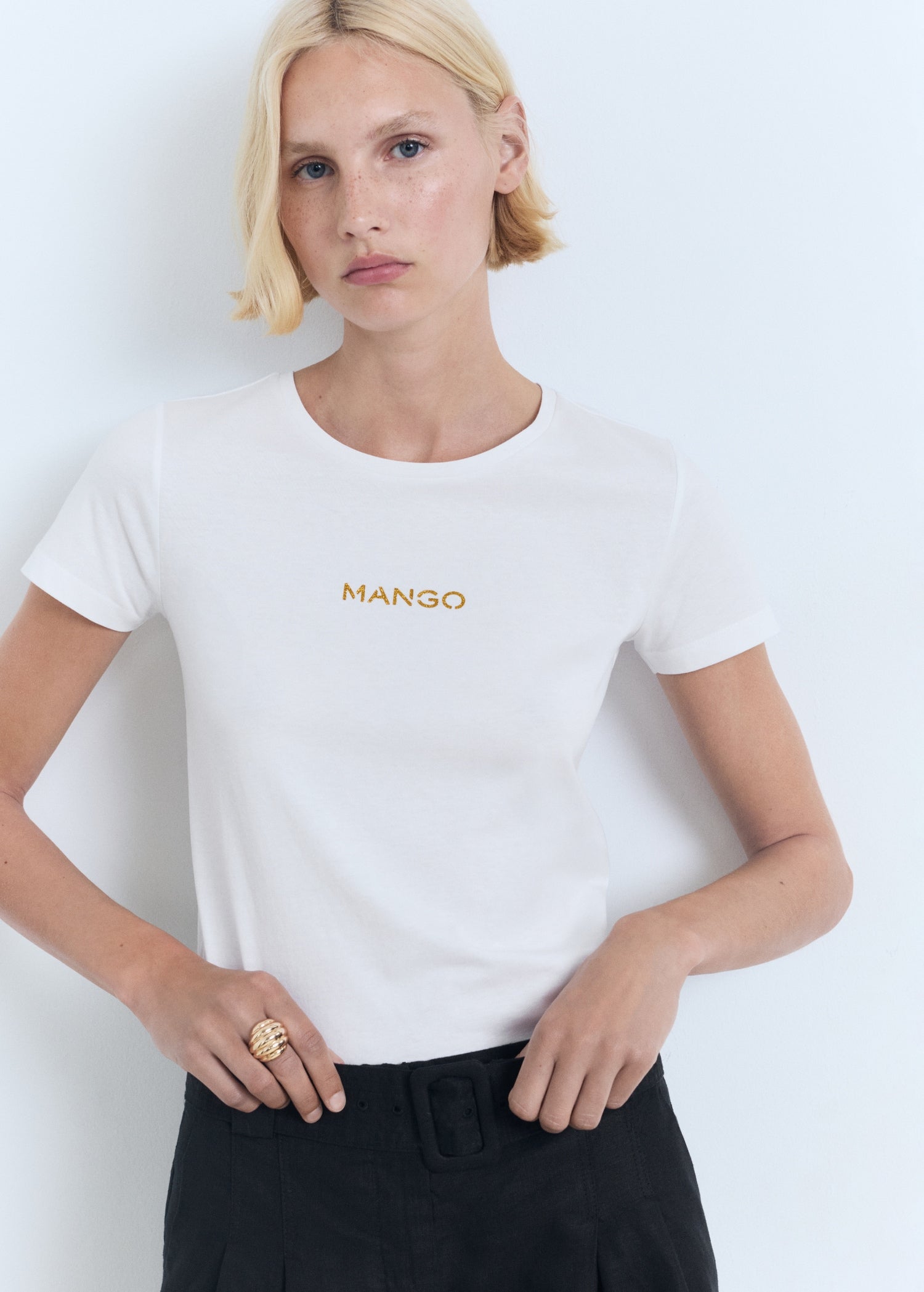 Mango t-shirt mangolog in White