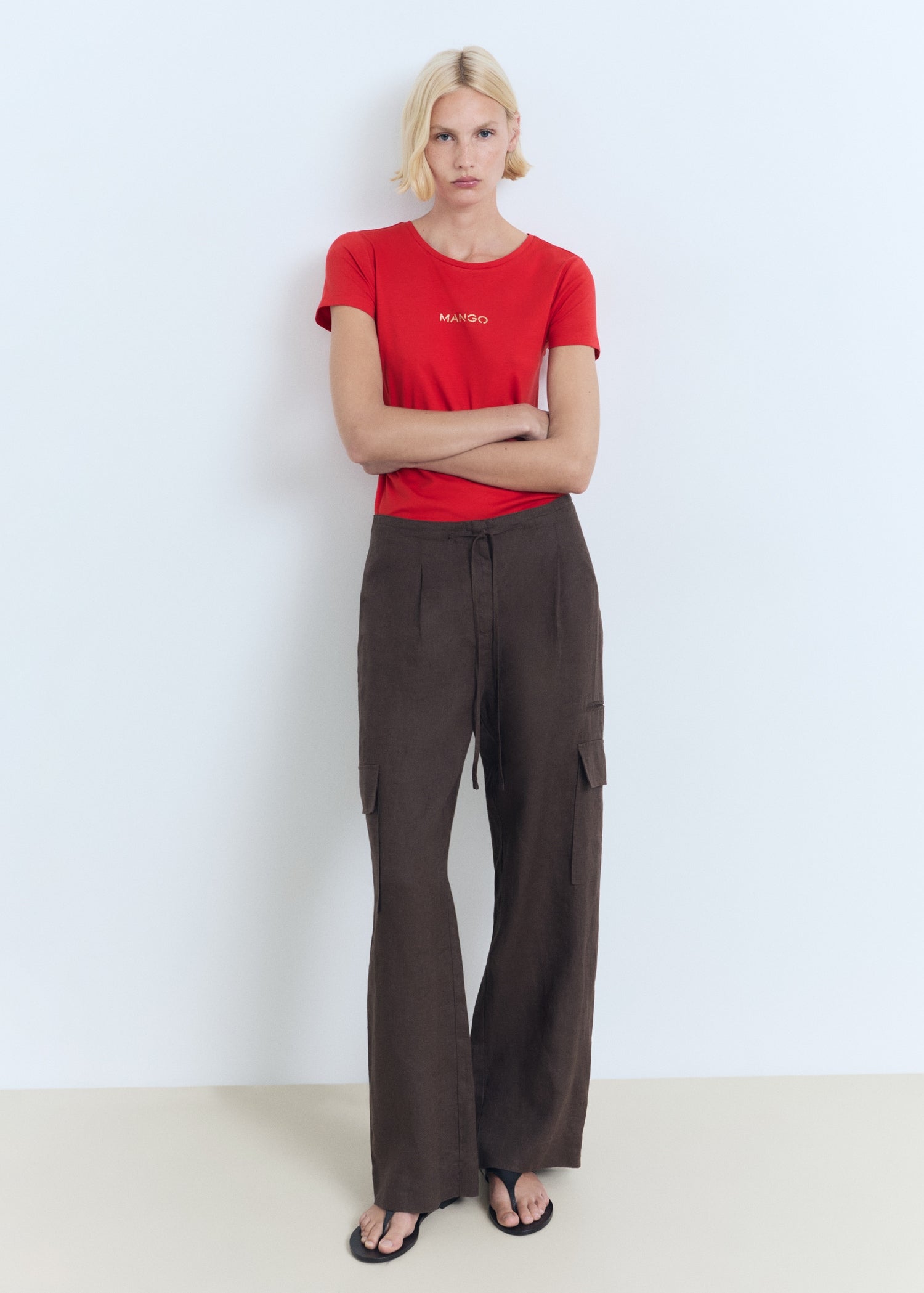 Mango t-shirt mangolog in Red - 99999999_01