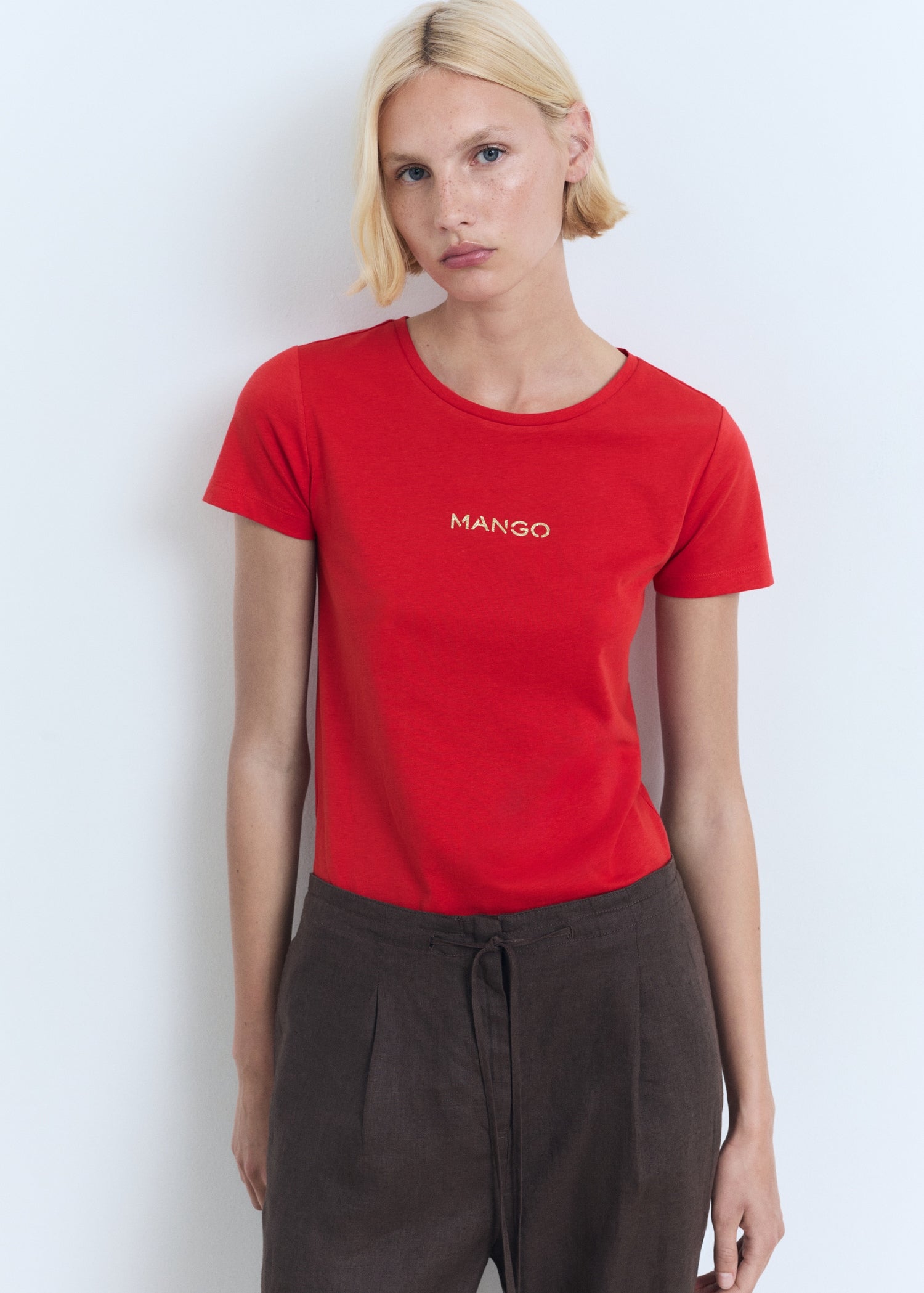 Mango t-shirt mangolog in Red