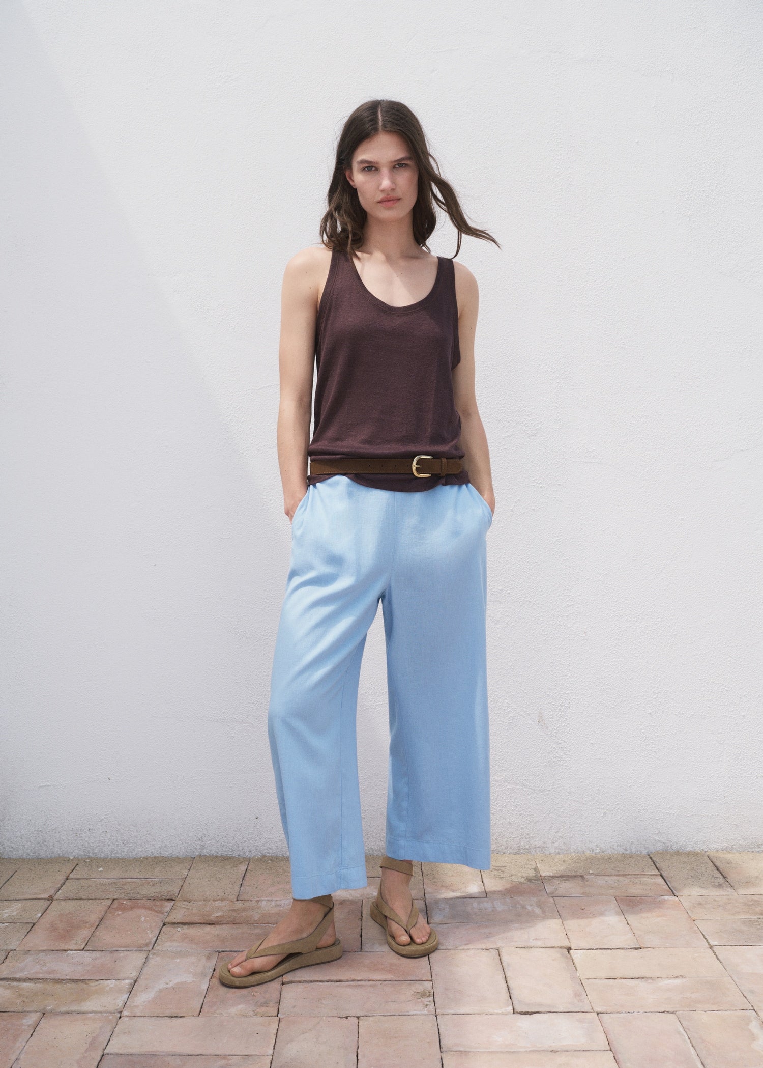 Mango trousers linovisf in Sky Blue - 99999999_01