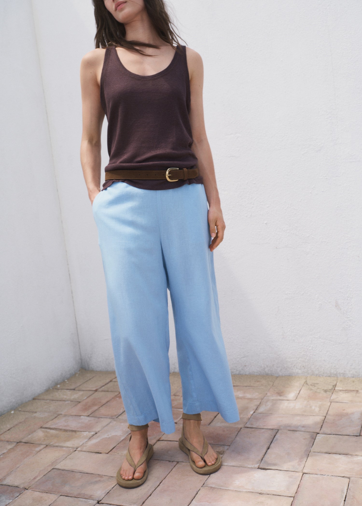 Mango trousers linovisf in Sky Blue