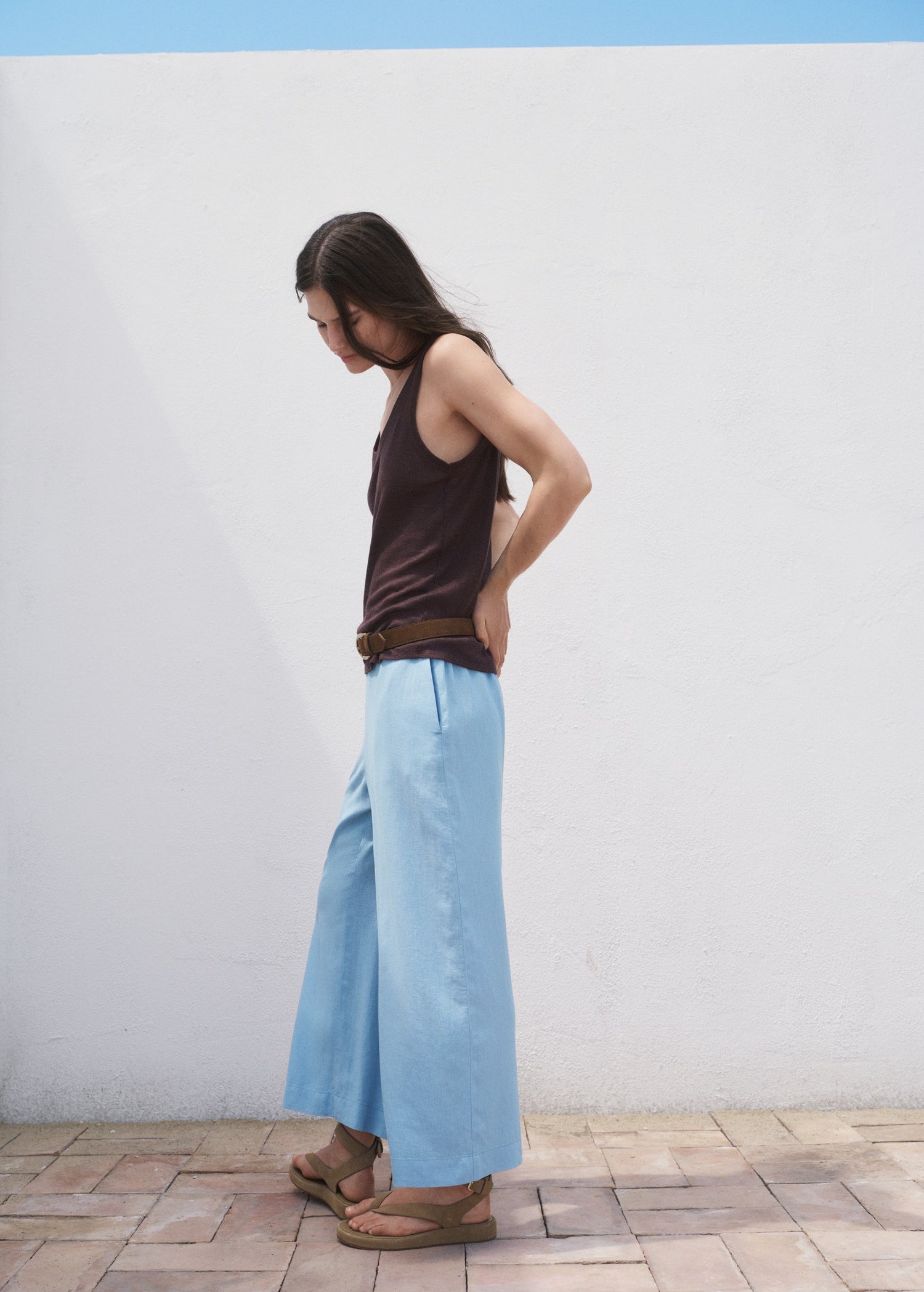 Mango trousers linovisf in Sky Blue - D2