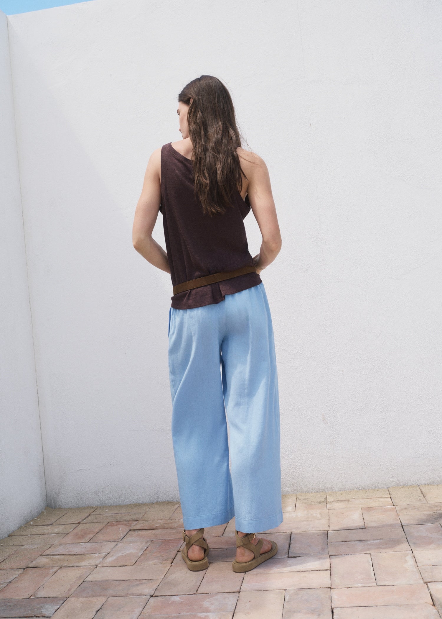 Mango trousers linovisf in Sky Blue - R