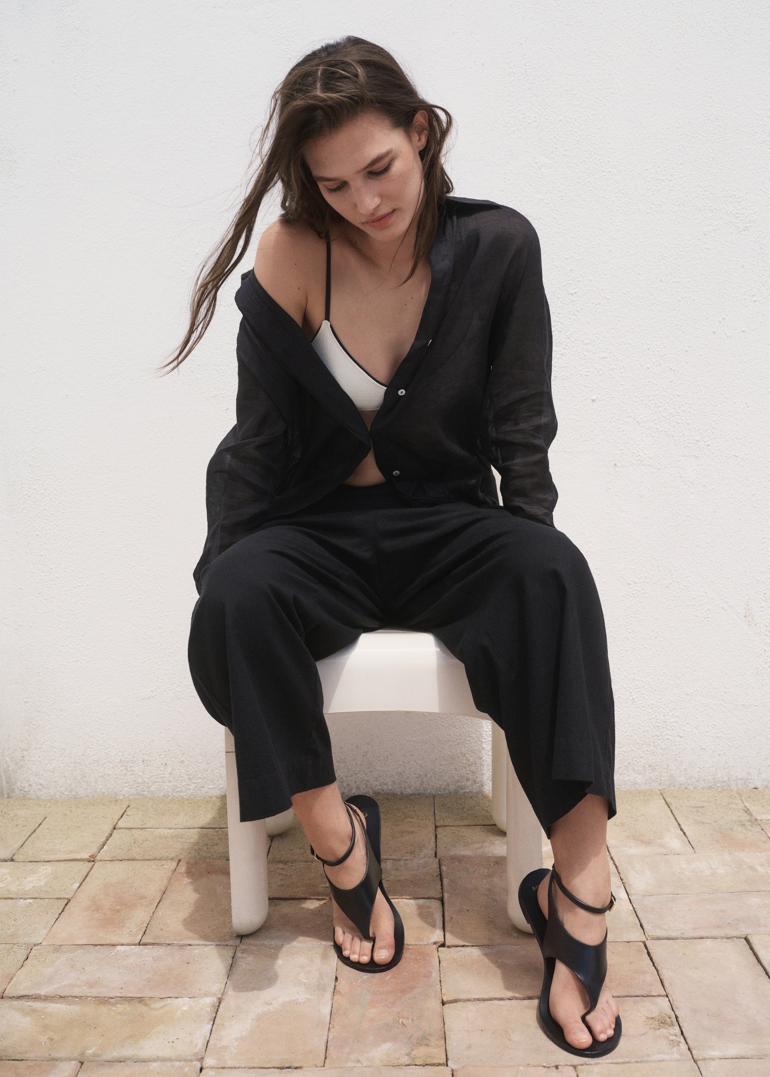 Mango trousers linovisf in Black - D2