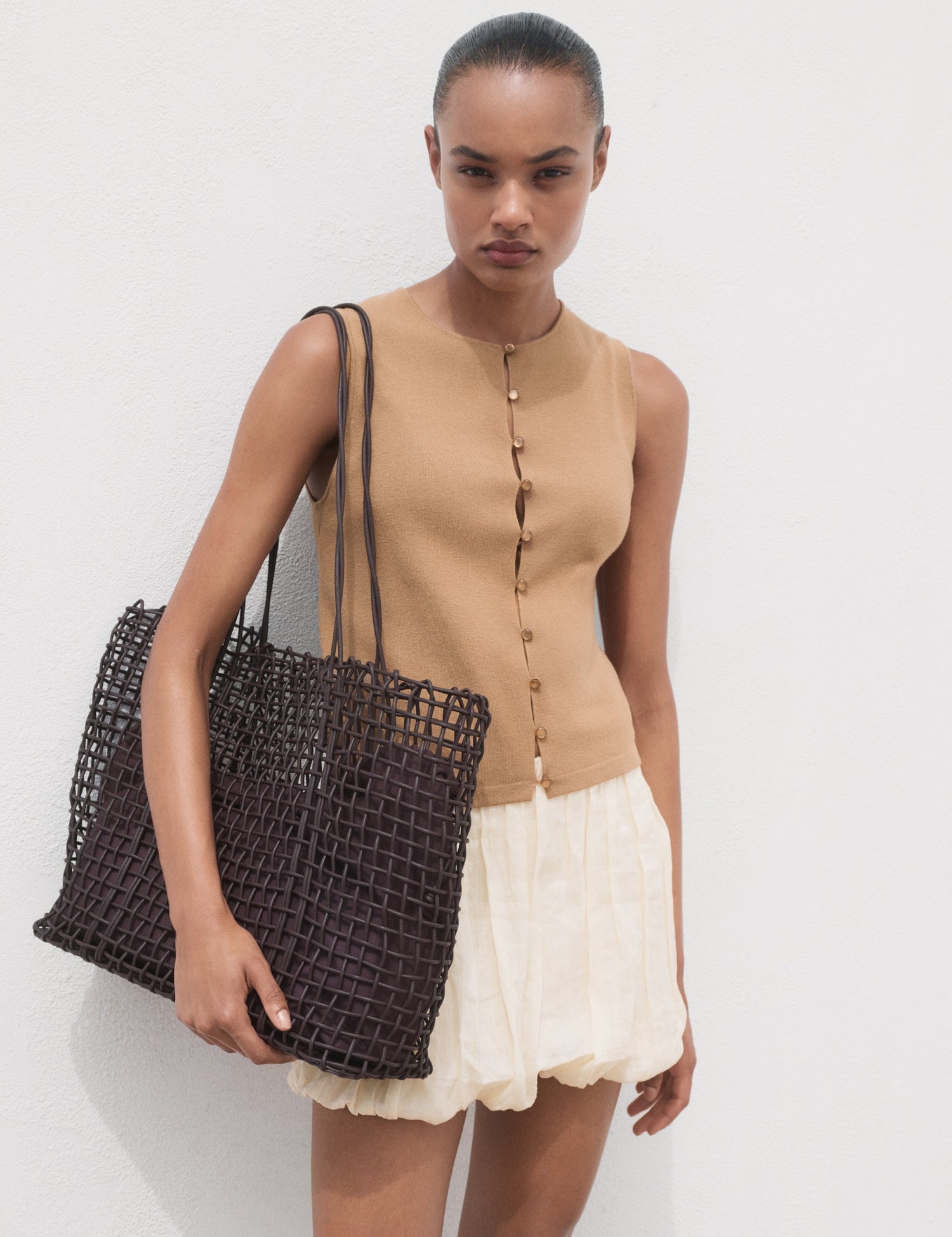 Mango vest drop in Camel